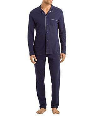 Mens Basic Piped 2-Piece Long Pajama Set Product Image