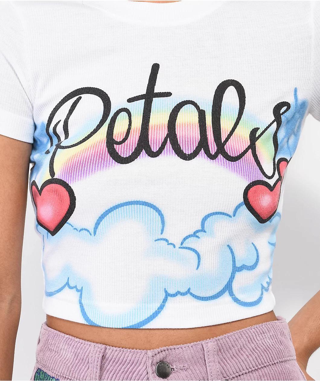 Petals by Petals and Peacocks Airbrush Clouds White Crop T-Shirt Product Image