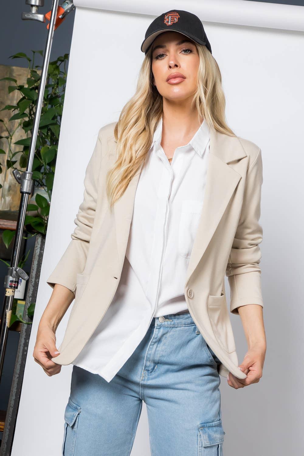 Ponte One Button Pocket Blazer Product Image