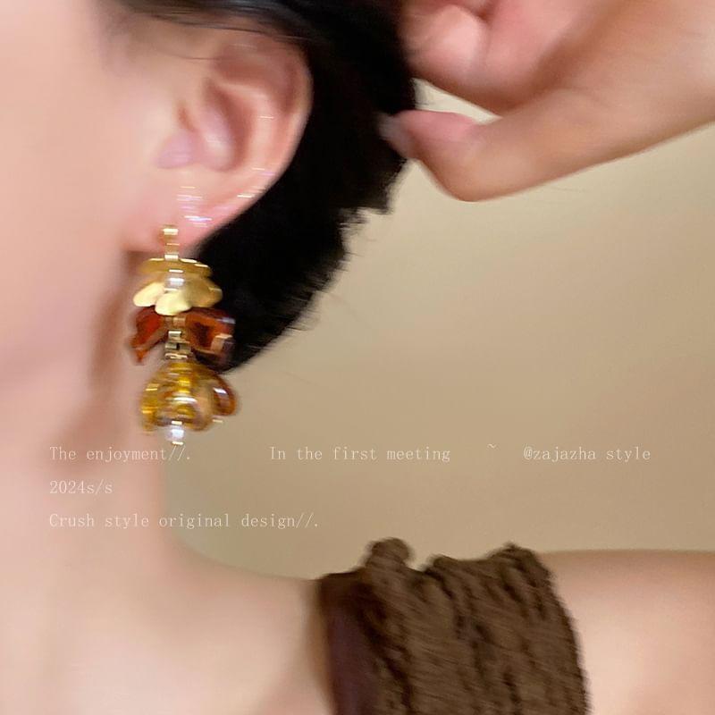 Asymmetrical Flower Bead Drop Earring Product Image