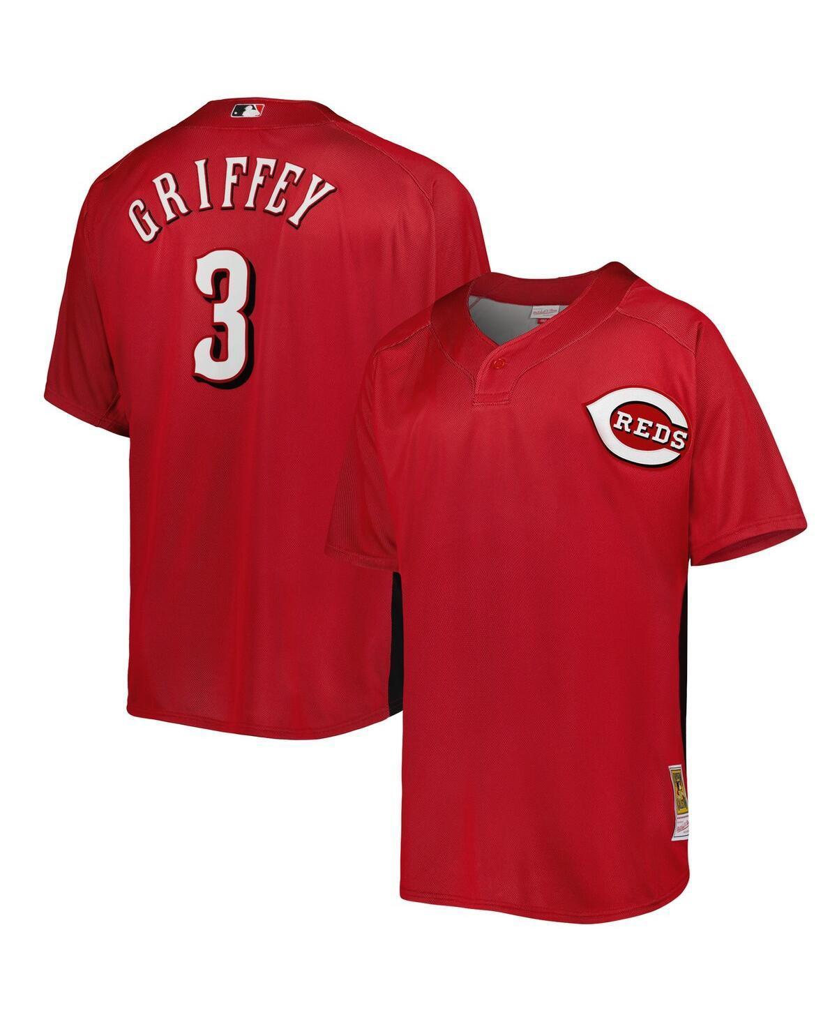 Mens Mitchell & Ness Ken Griffey Jr. Red Cincinnati Reds Cooperstown Collection Mesh Batting Practice Button-Up Jersey Product Image