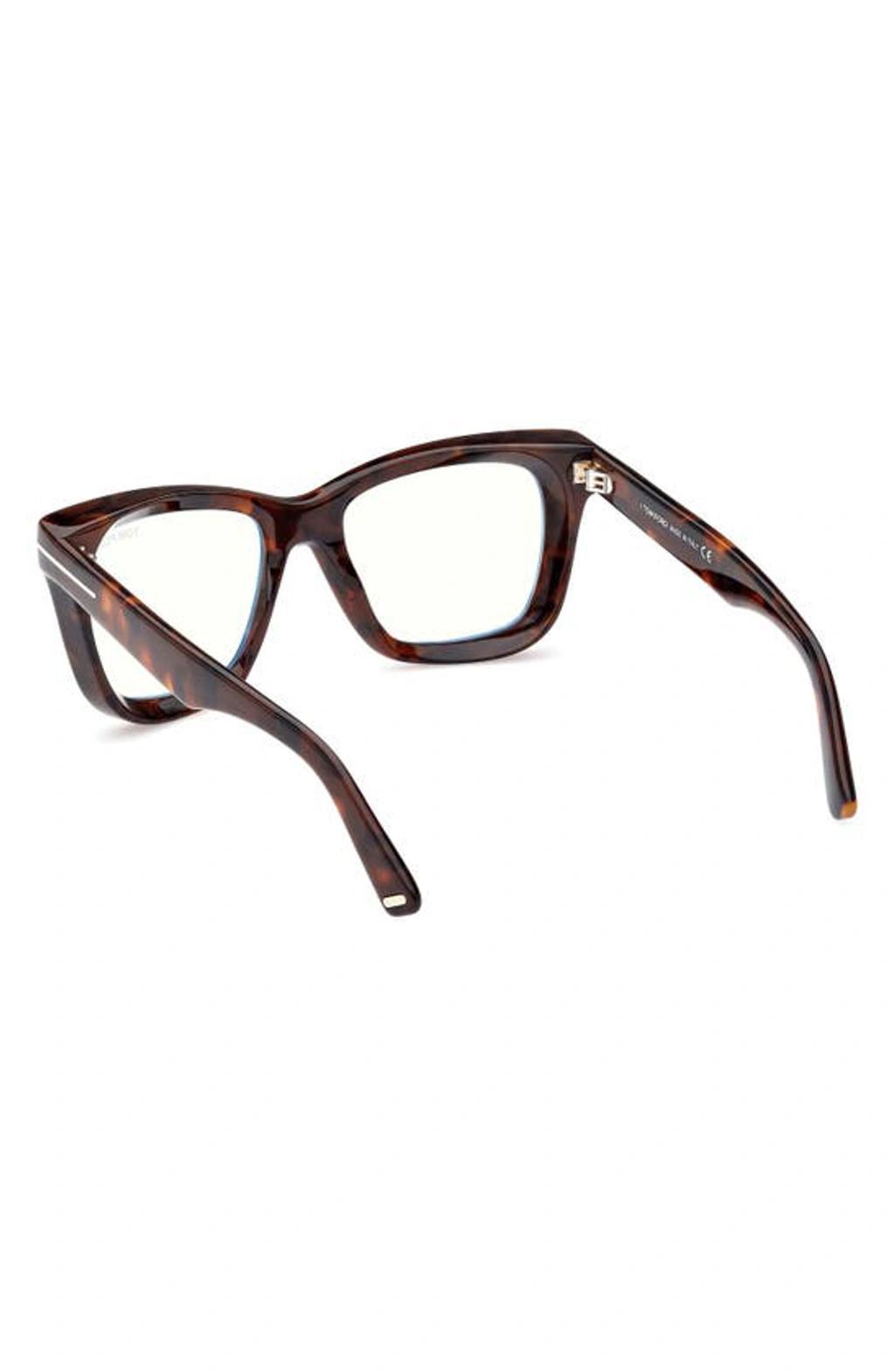 TOM FORD 52mm Square Blue Light Blocking Glasses In Dark Havana Product Image