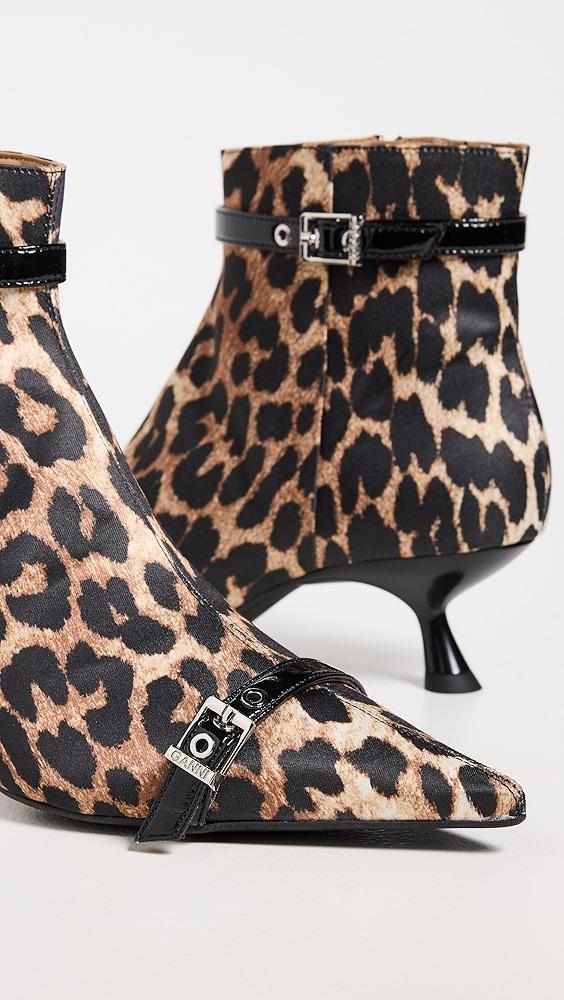 GANNI Eyelets Kitten Heel Satin Print Boots | Shopbop Product Image