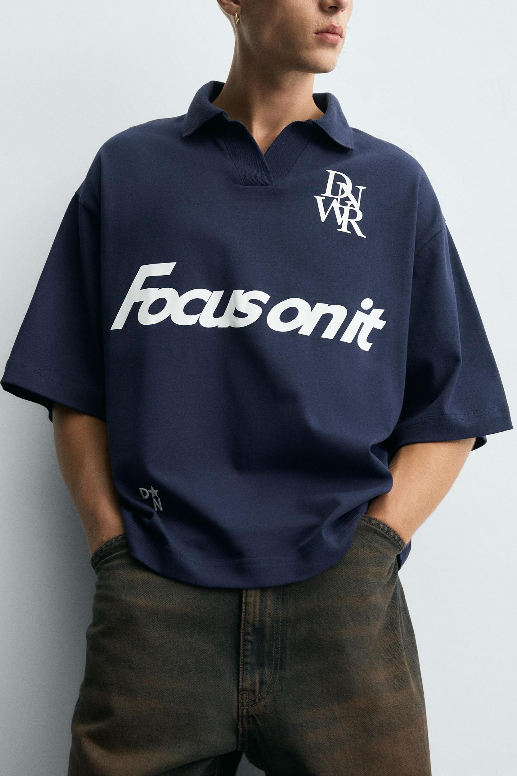 RETRO FOOTBALL PRINT POLO SHIRT Product Image