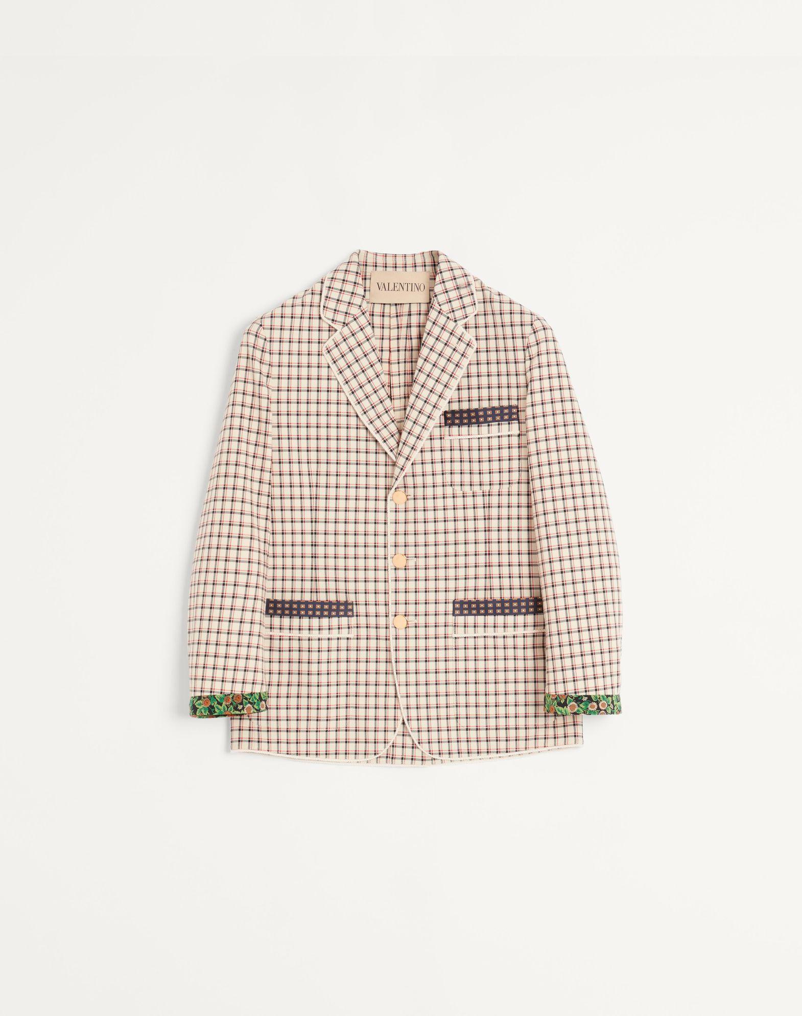 Single-Breasted Cotton Jacket With Check Pattern And Printed Edges Product Image