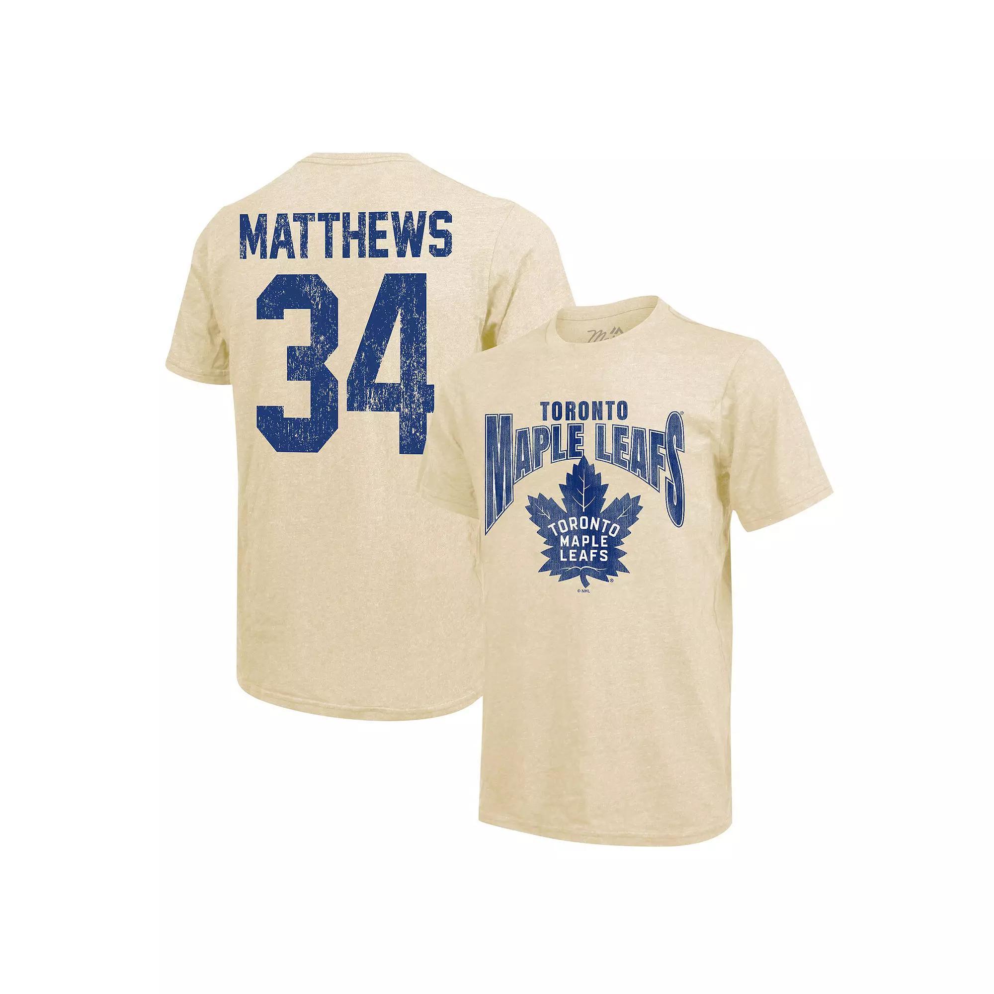Men's Majestic Threads Auston Matthews Cream Toronto Maple Leafs Dynasty Name & Number Tri-Blend T-Shirt,  Product Image