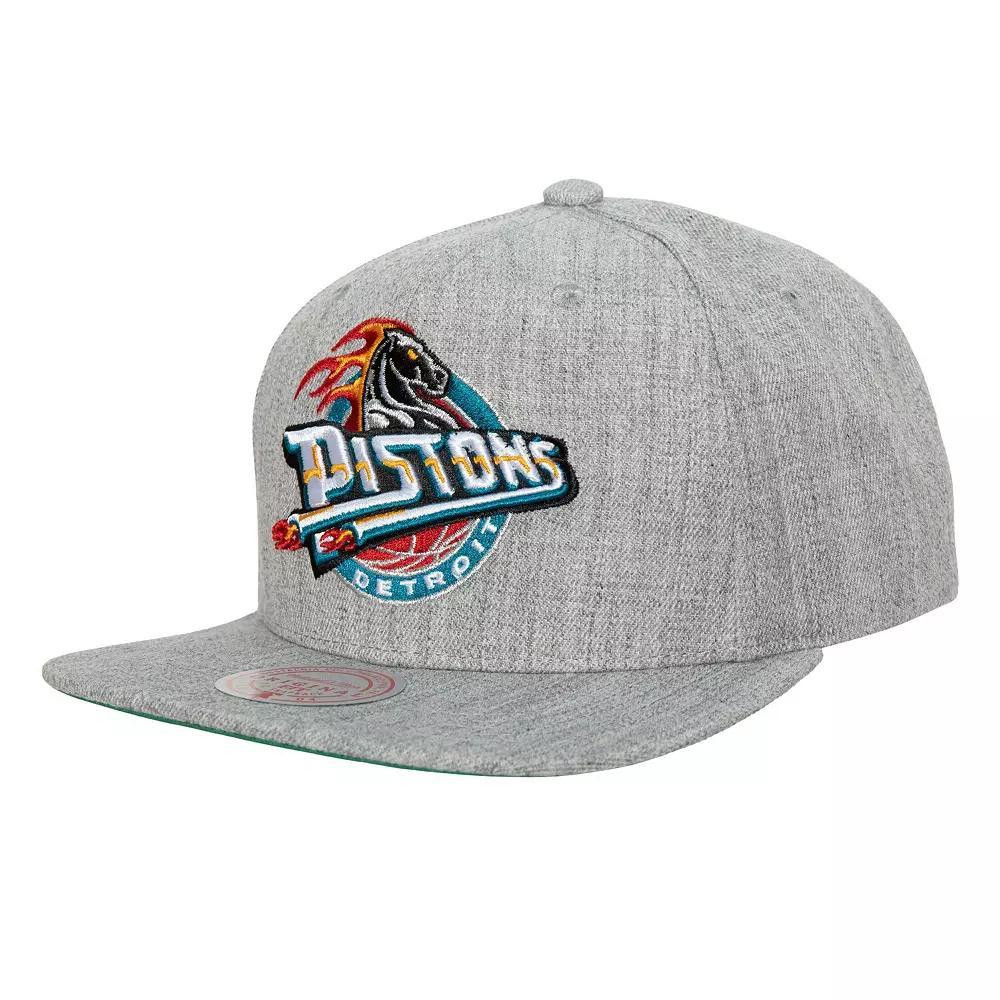 Men's Mitchell & Ness Heather Gray Detroit Pistons Hardwood Classics 2.0 Snapback Hat, Pis Grey Product Image