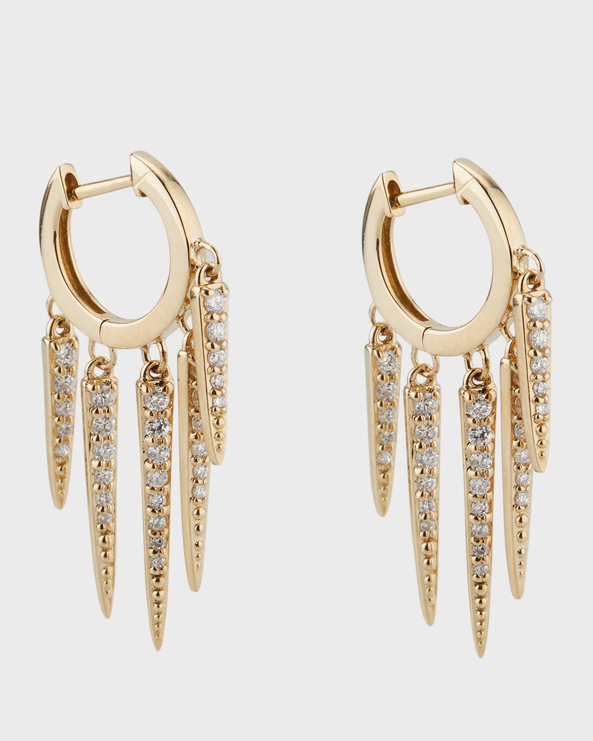 Graduated Diamond Fringe Huggie Earrings Product Image