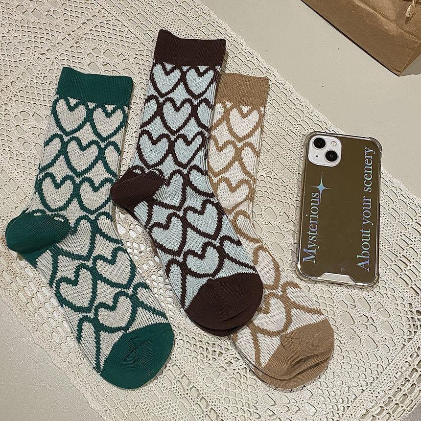 Heart Print Crew Socks Product Image