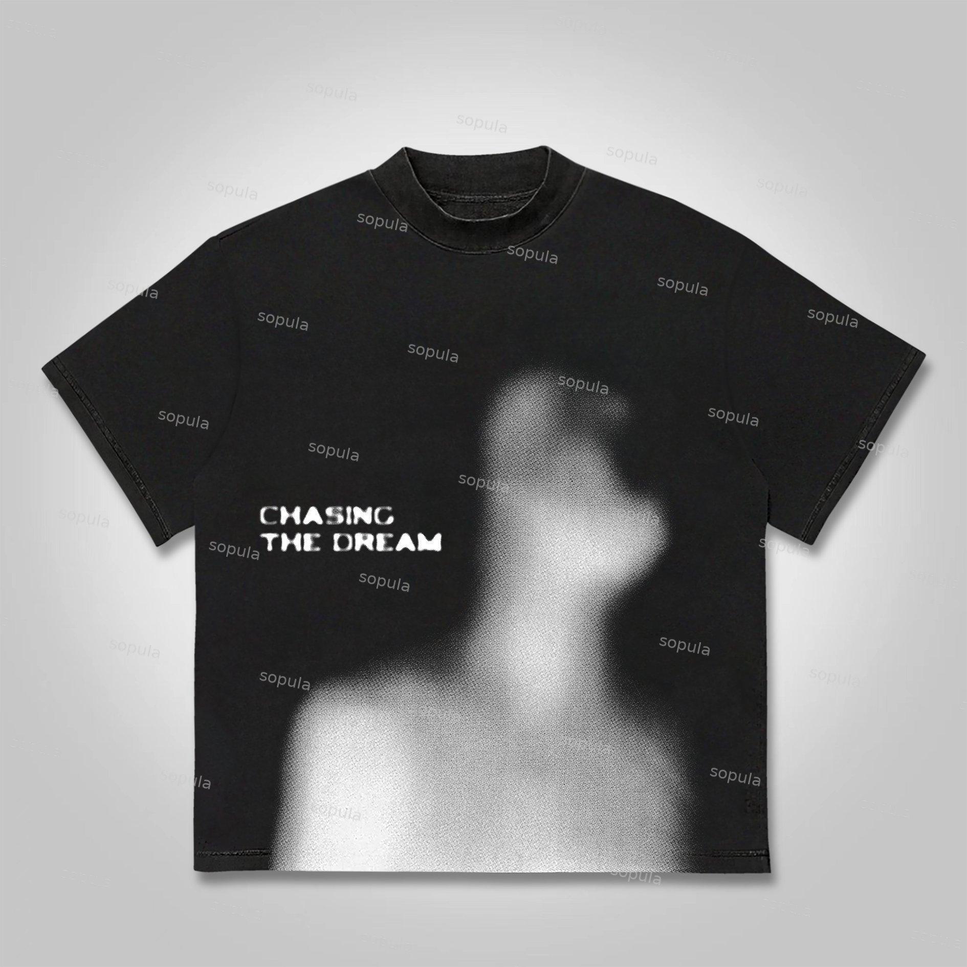 Sopula Chasing The Dream Abstract Dot Character Graphics Cotton T-shirt Product Image