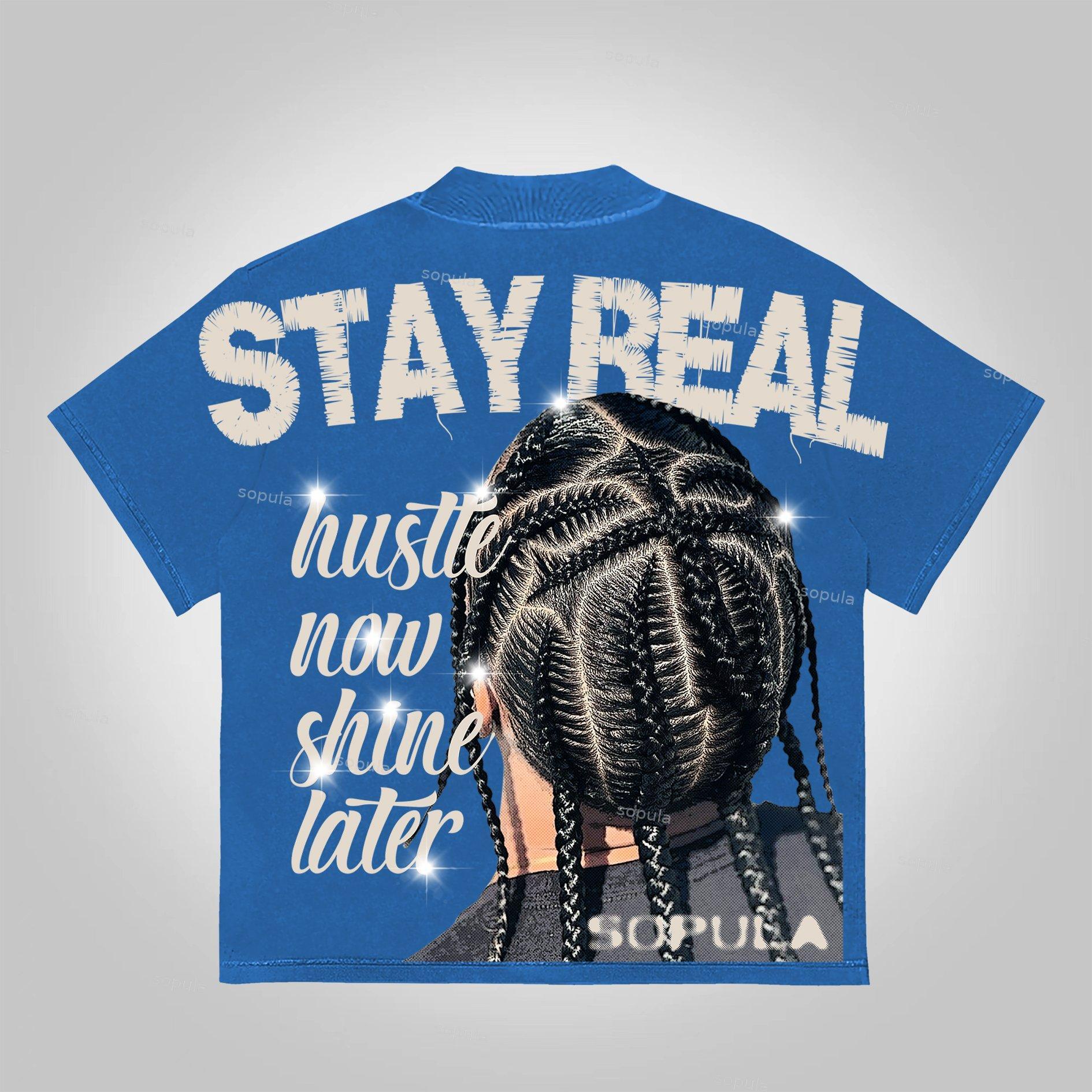 Sopula Stay Raw Stay Real Cross Dirty Braid Character Graphics Cotton T-Shirt Product Image