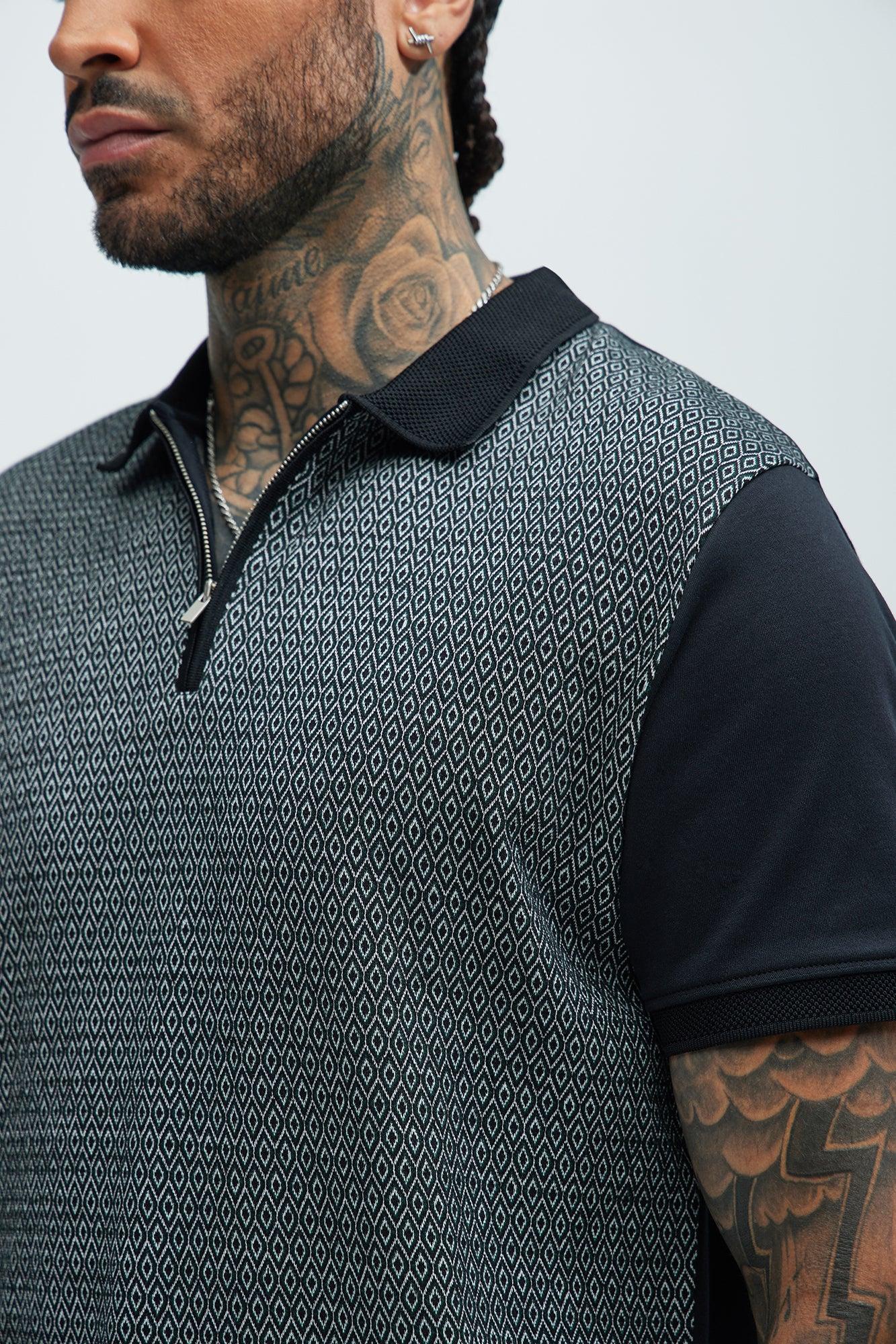 Quarter Zip Short Sleeve Polo - Black Product Image