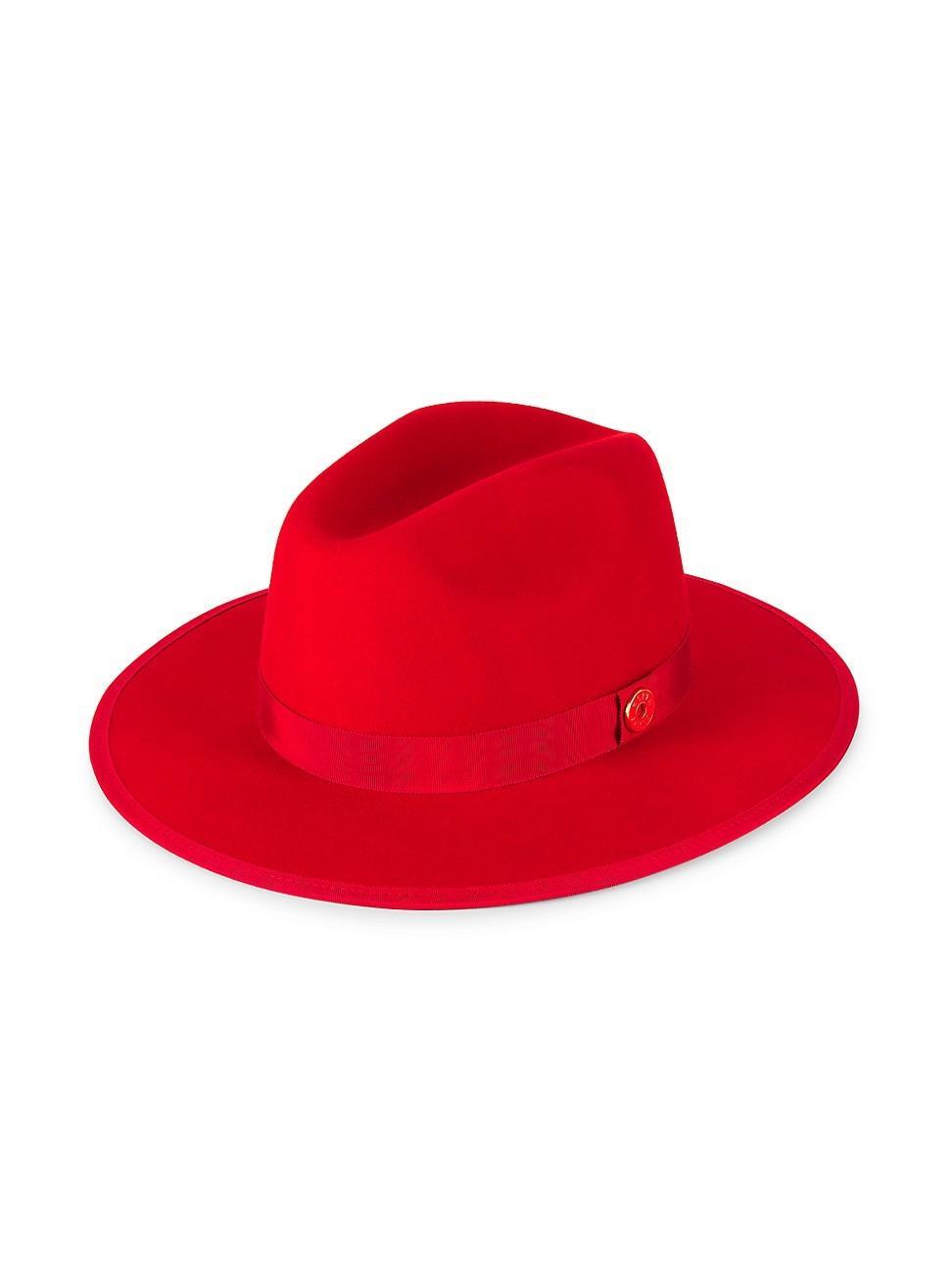 Mens Queen Red-Brim Wool Fedora Hat Product Image