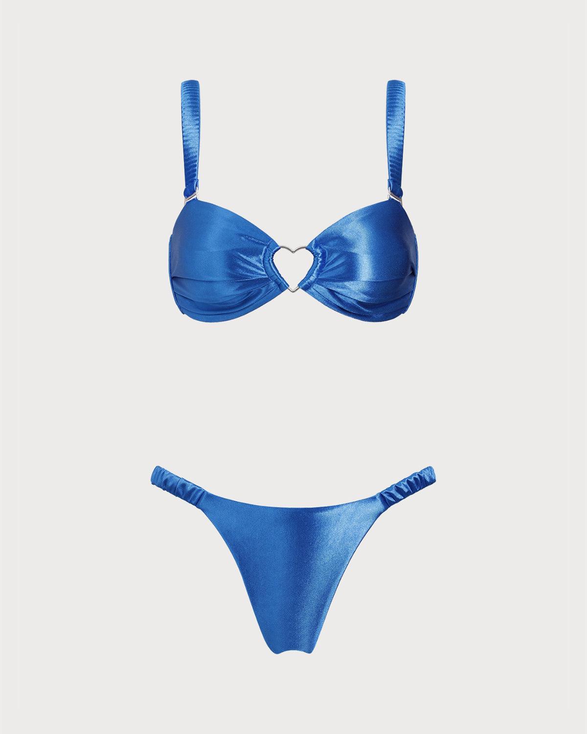 Blue O-Ring Cutout Bralette Bikini Set Product Image
