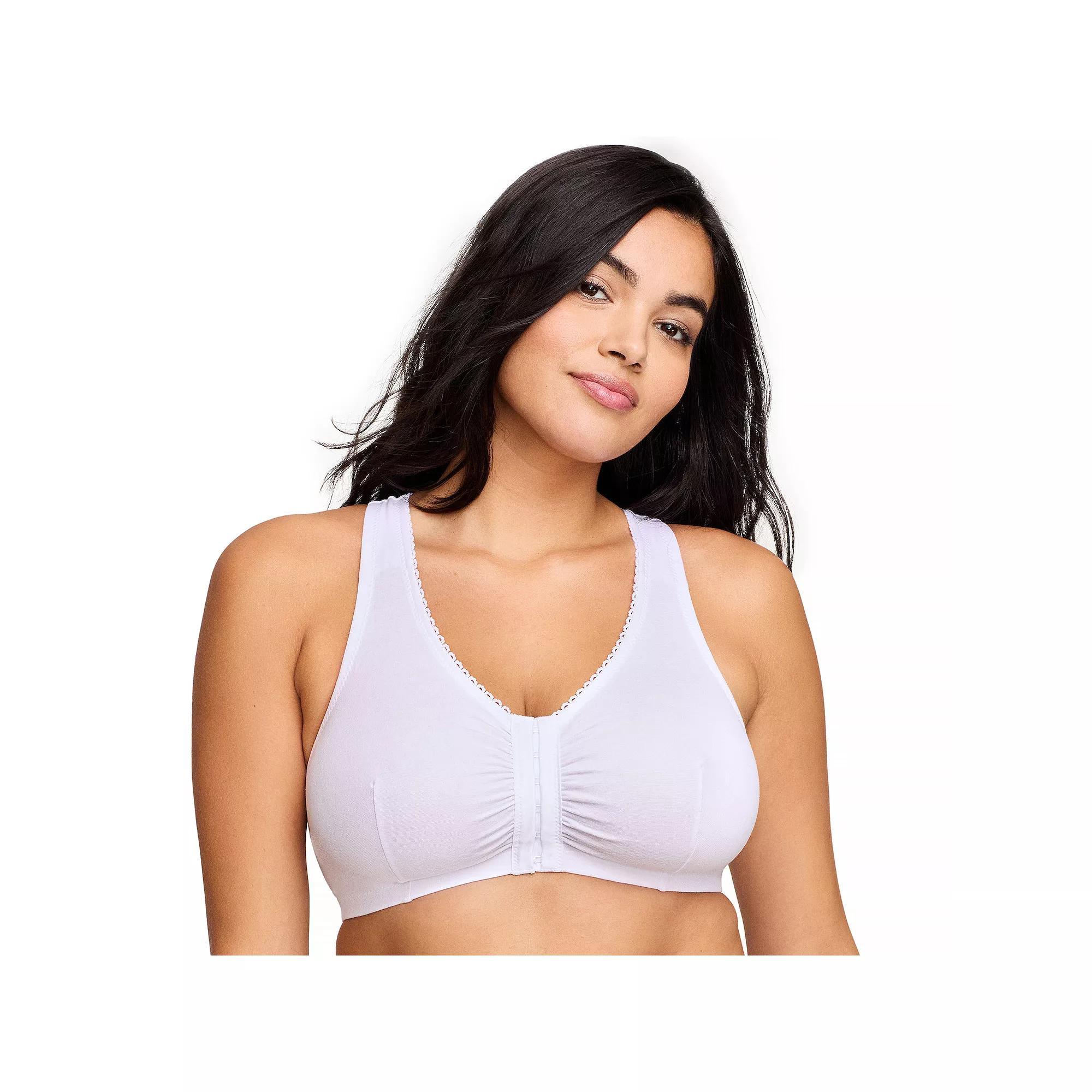 Plus Size Glamorise Full-Figure Complete Comfort Wire-free Cotton T-Back Bra 1908, Women's, Size: 42 Dd/Ddd, White Product Image