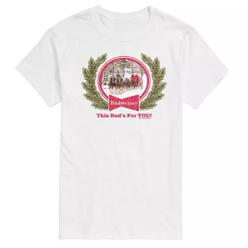 Big & Tall Budweiser Clydesdales Holiday Graphic Tee, Men's, Size: 4XB, White Product Image