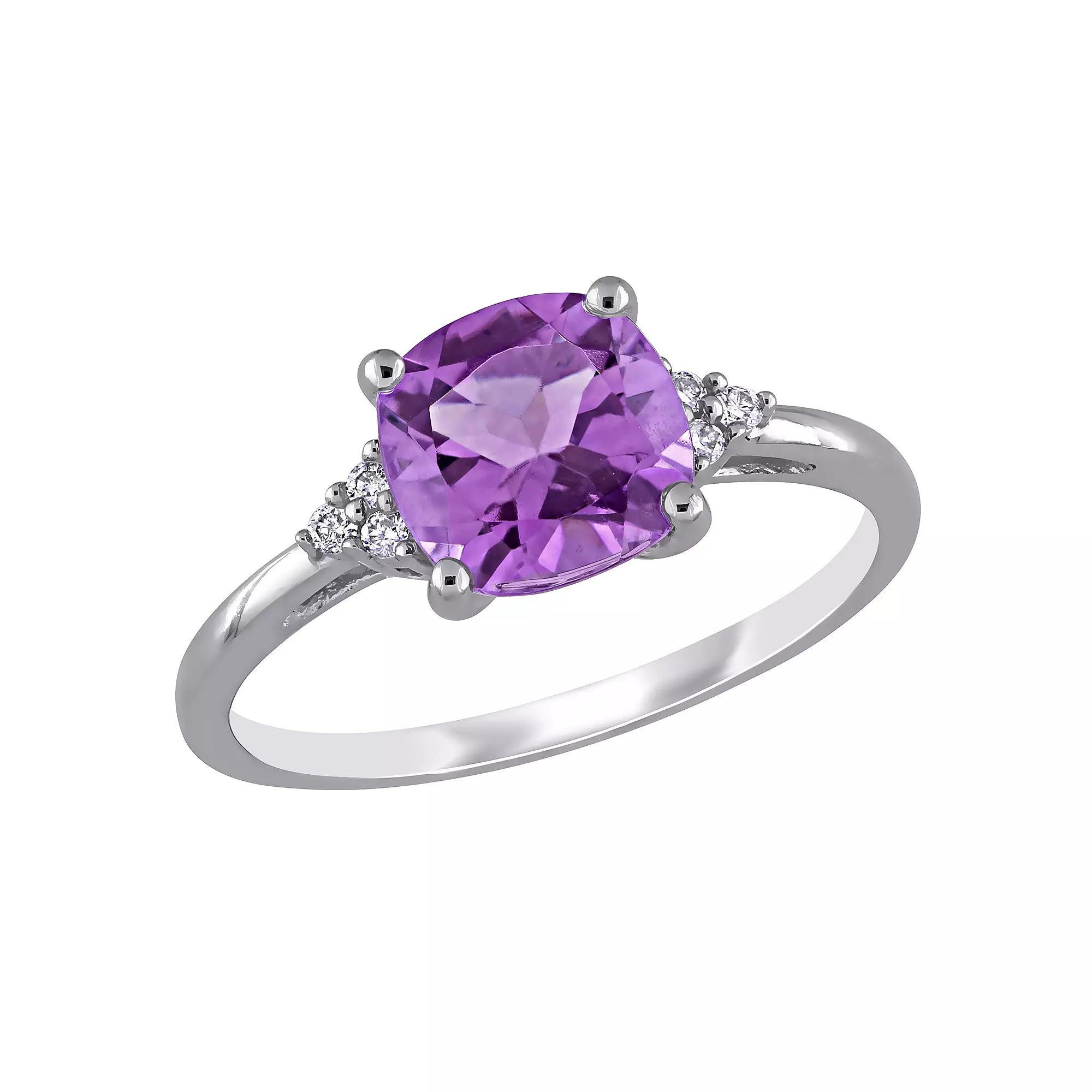 Stella Grace 10k White Gold Amethyst & Diamond Accent Ring, Women's, Size: 5 Product Image