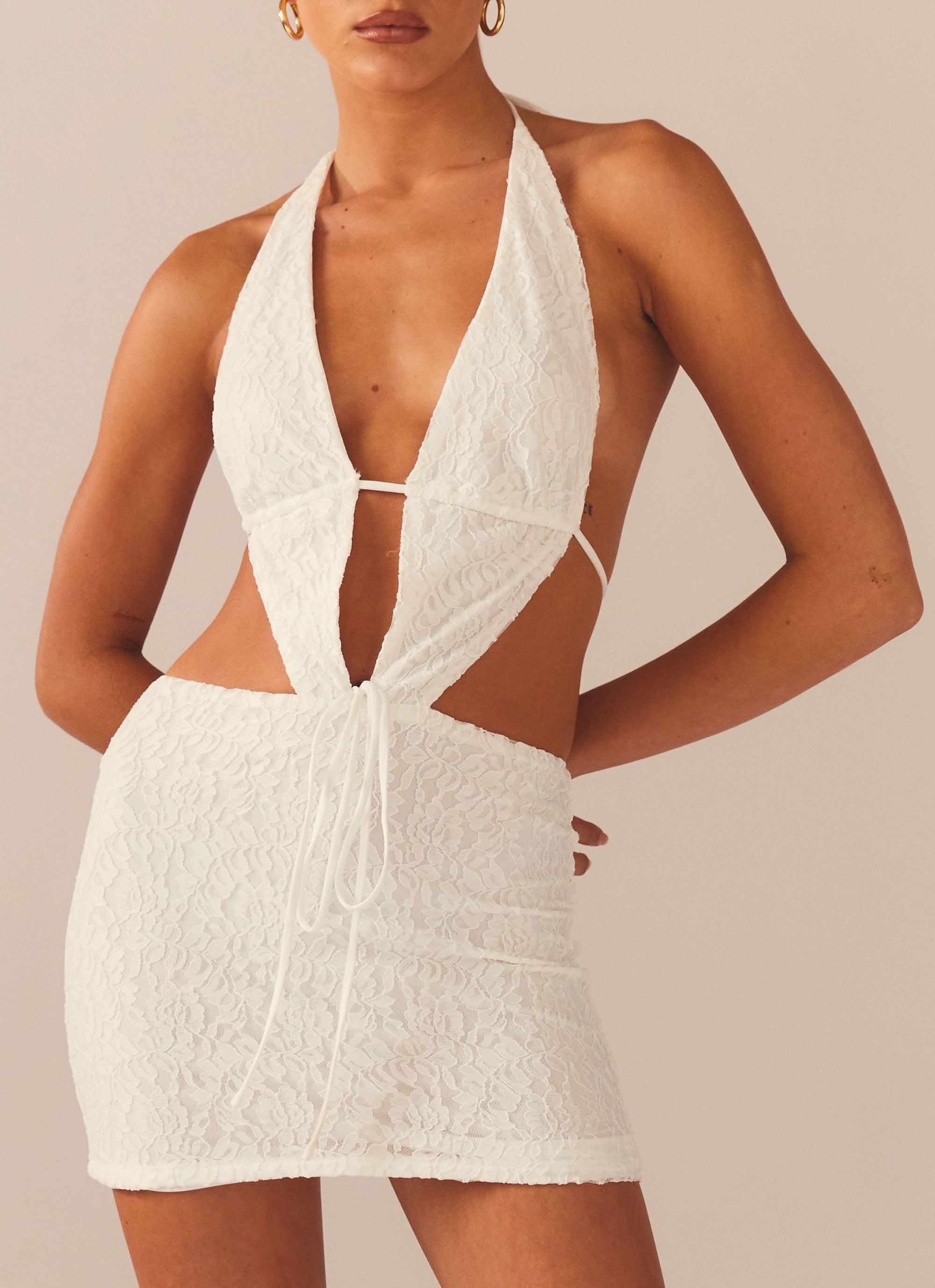 Not For The Faint Of Heart Lace Mini Dress - Ivory Product Image