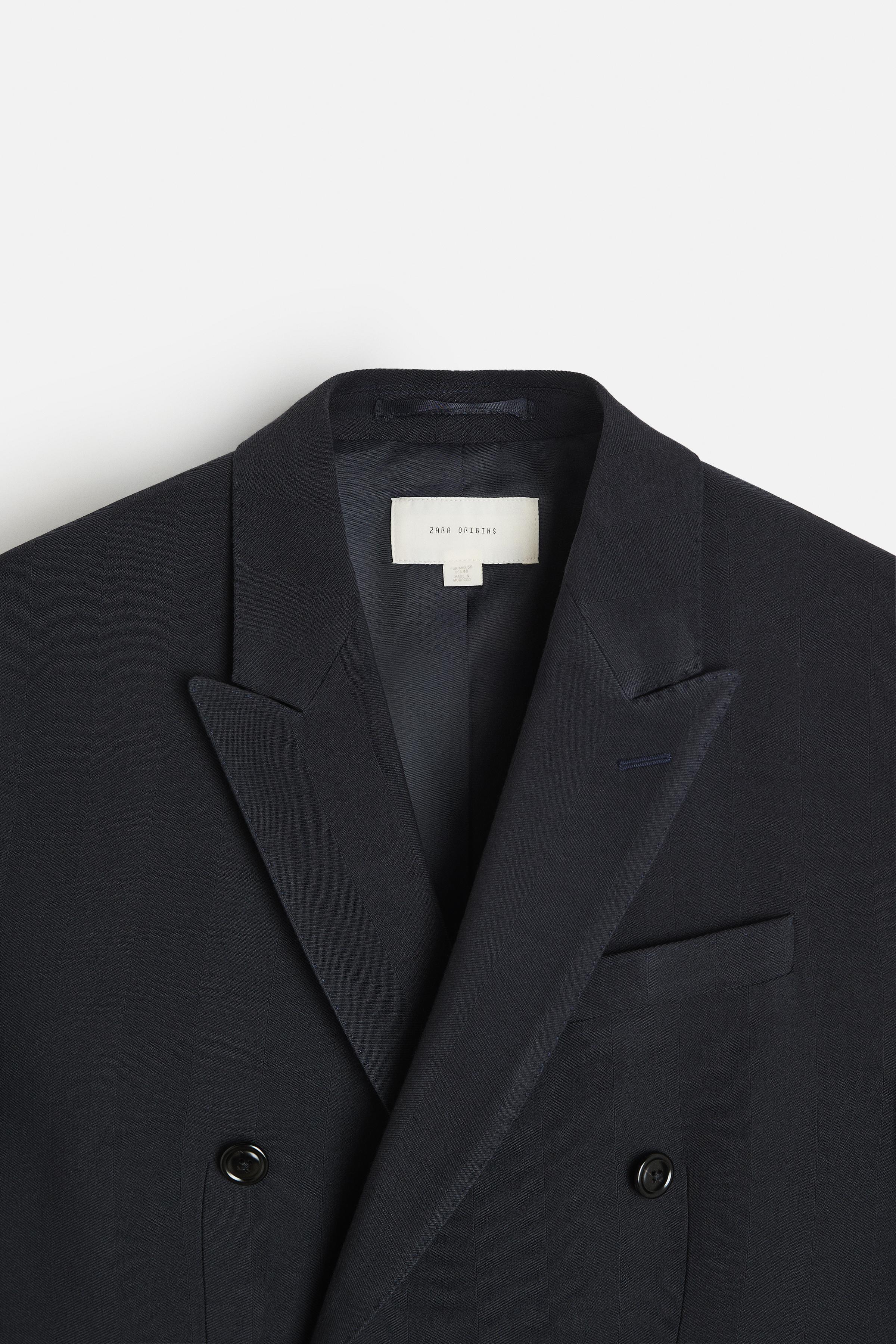 DOUBLE BREASTED HERRINGBONE SUIT JACKET Product Image