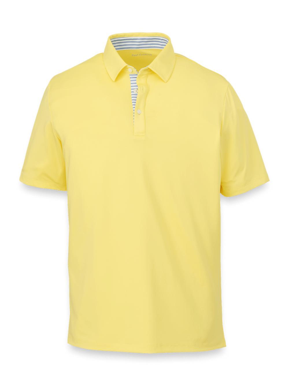 Performance Blend Three Button Polo - Light Yellow Product Image