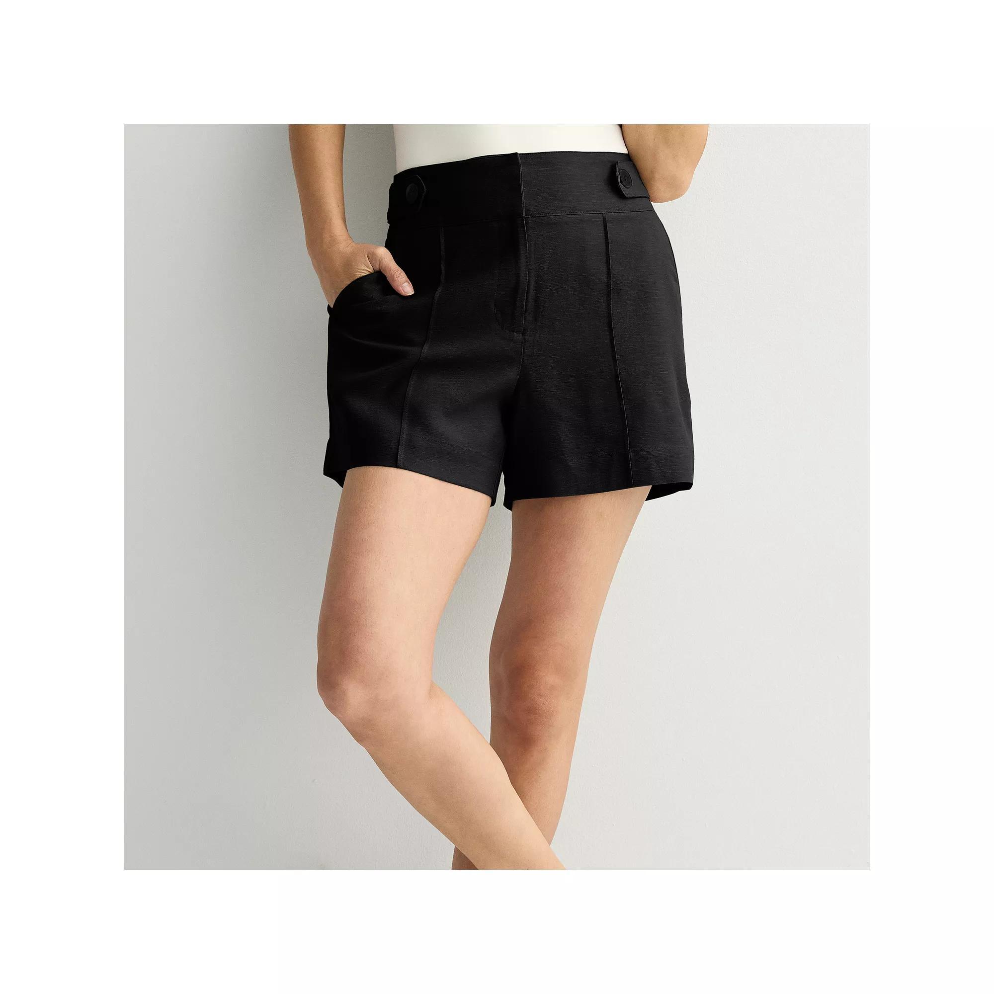 Women's Nine West Pintuck Shorts, Size: Small, Mineral Black Product Image
