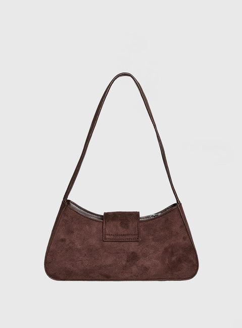 Scotlyn Shoulder Bag Faux Suede Brown Product Image