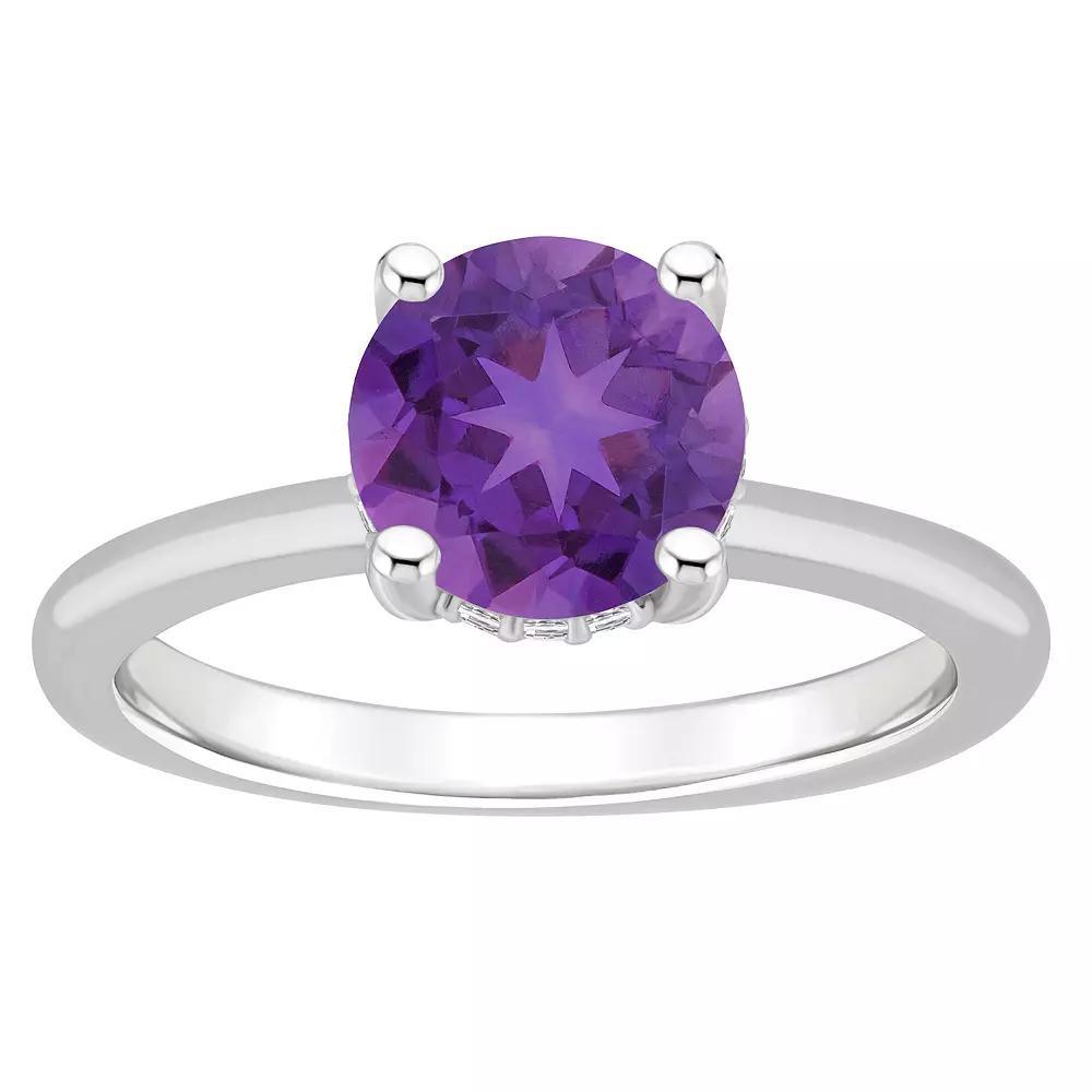 Alyson Layne Sterling Silver 8 mm Round Gemstone & Diamond Accent Ring, Women's, Purple Product Image