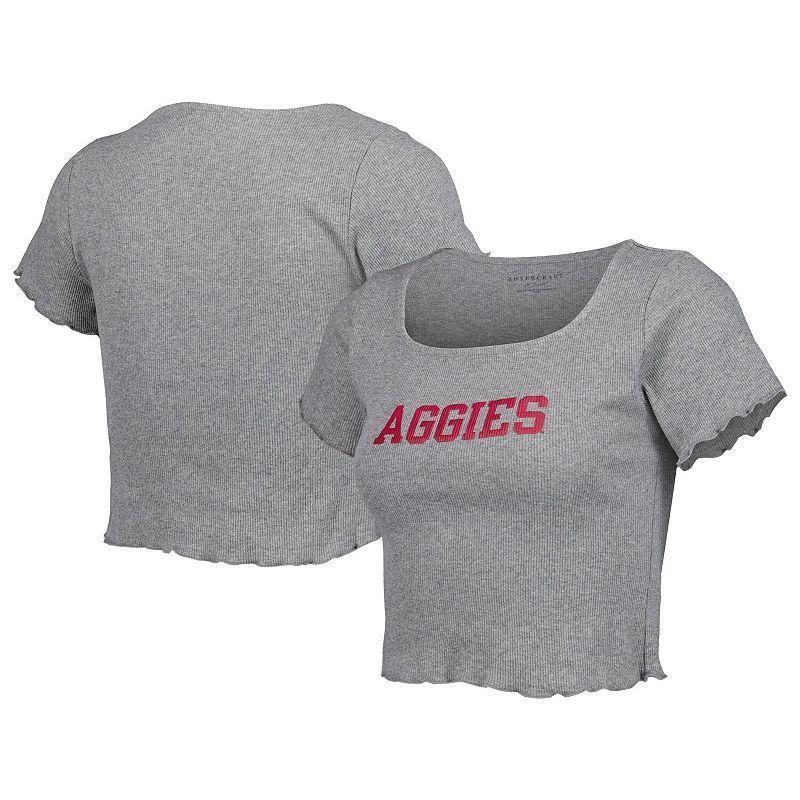Women's Gray Texas A&M Aggies Baby Rib Lettuce-Edge Trim T-Shirt, Size: Large, Grey Product Image