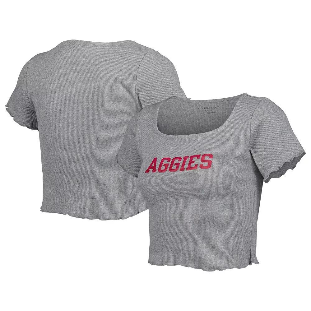 Women's Gray Texas A&M Aggies Baby Rib Lettuce-Edge Trim T-Shirt, Size: Large, Grey Product Image