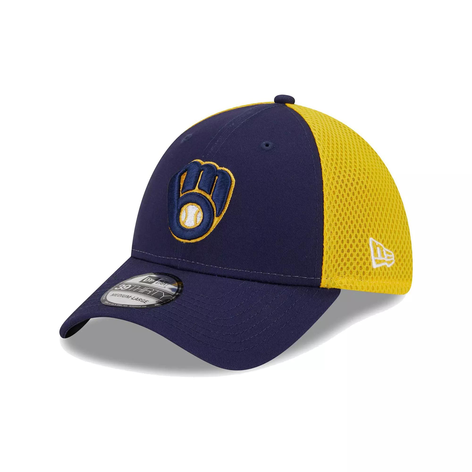 Men's New Era Navy Milwaukee Brewers Team Neo 39THIRTY Flex Hat, Size: Medium/Large, Blue Product Image