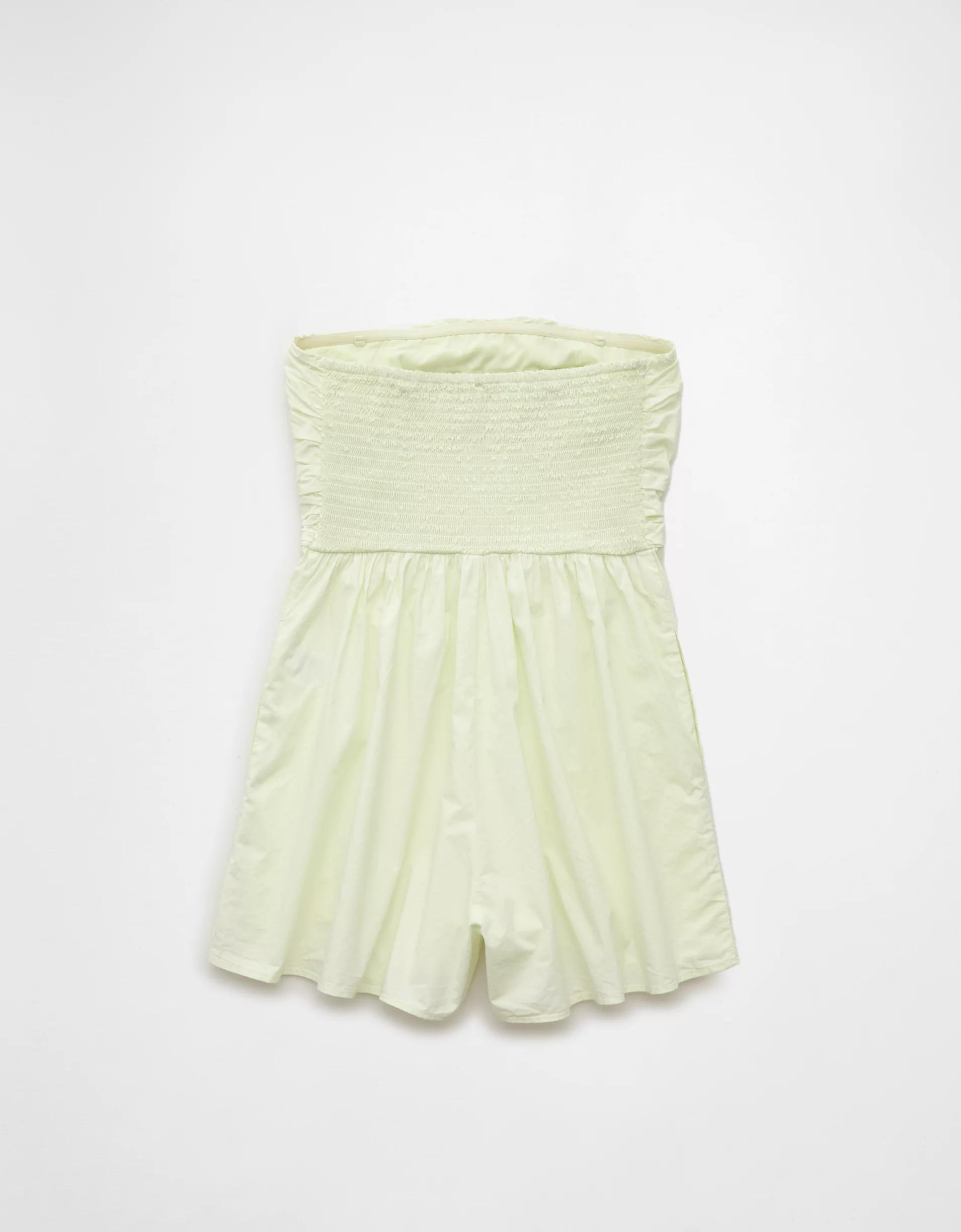 AE Strapless Ruched Bodice Romper Product Image