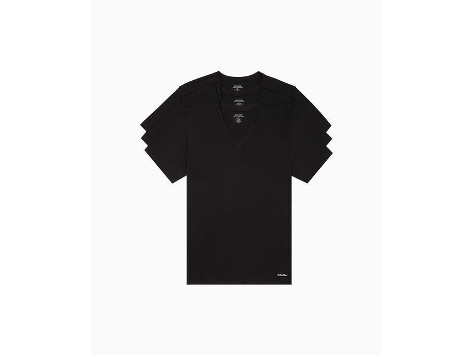 Men's Calvin Klein Classics 3-pack V-neck Tee, Size: Small, Black Product Image