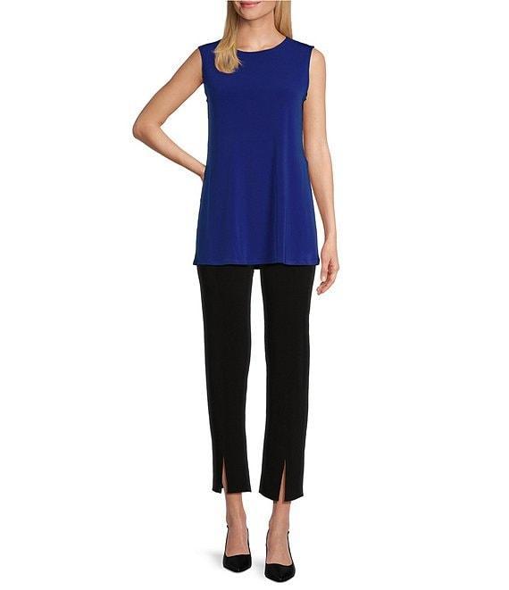 Eva Varro Solid Knit Jersey Crew Neck Sleeveless Top Product Image