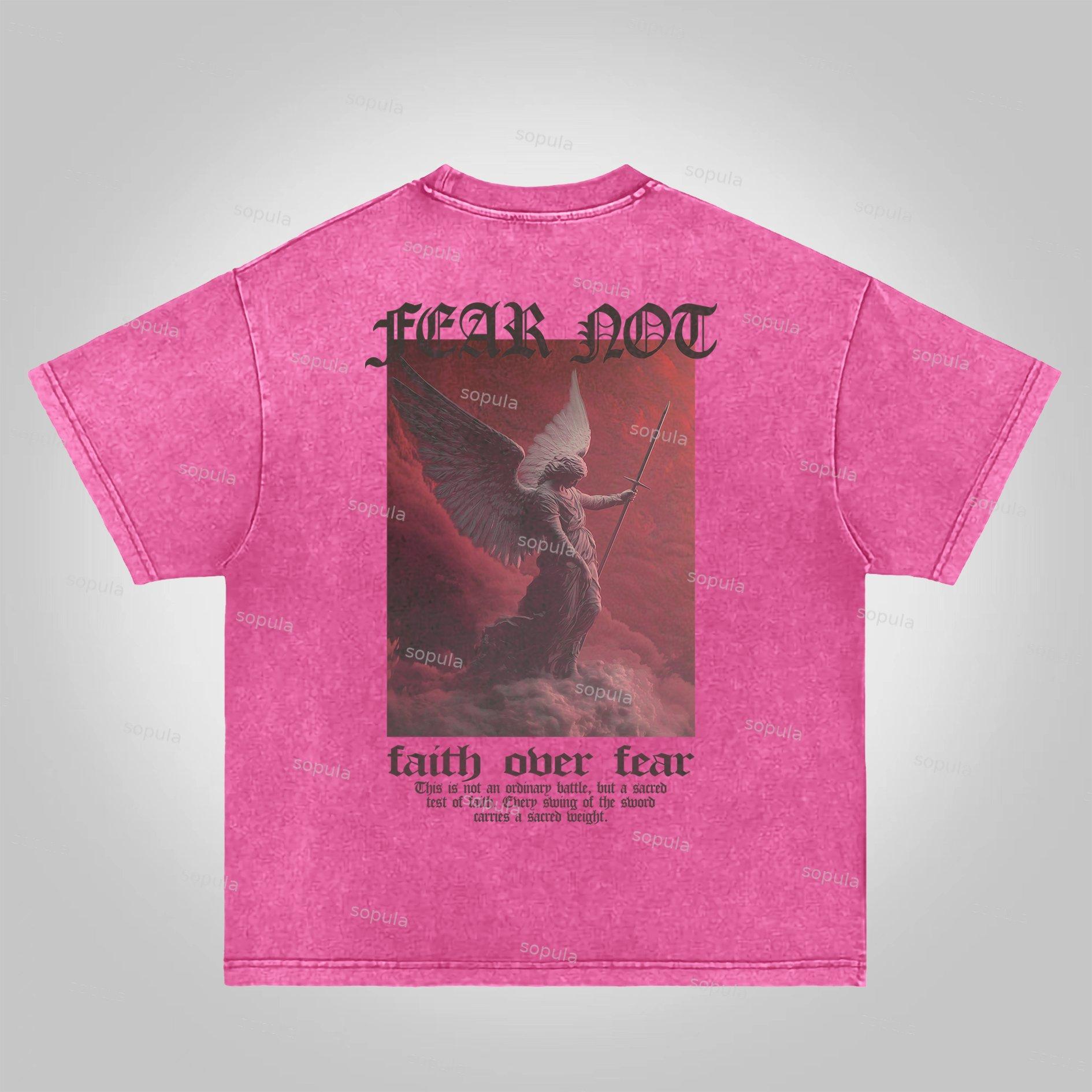 Sopula Fear Not-faith Over Fear Print Graphic Acid Washed T-shirt Product Image