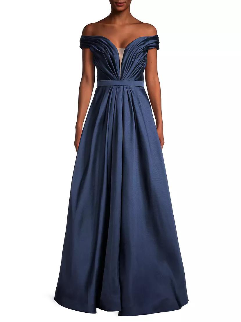 Pleated Off-The-Shoulder Gown Product Image