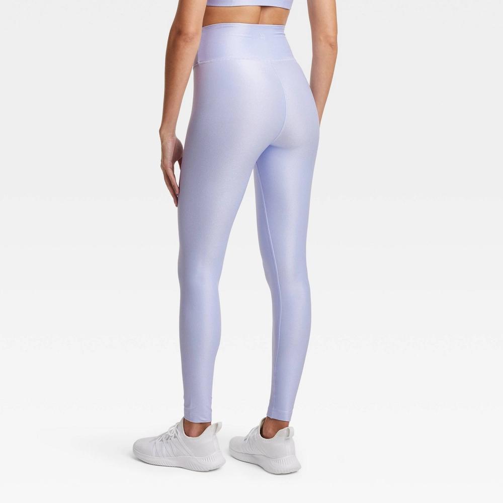 Womens High-Rise Shine Ribbed Leggings - All In Motion Periwinkle Blue XXL Product Image