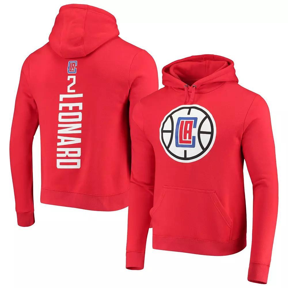 Men's Fanatics Branded Kawhi Leonard Red LA Clippers Playmaker Name & Number Fitted Pullover Hoodie, Size: XL Product Image