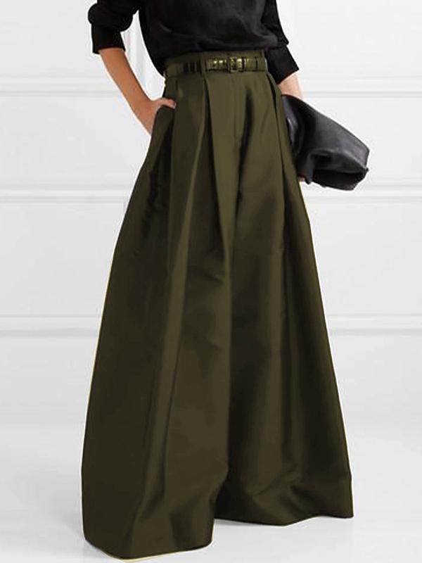 Stylish Loose High Waisted Solid Color Wide Leg Pants Product Image