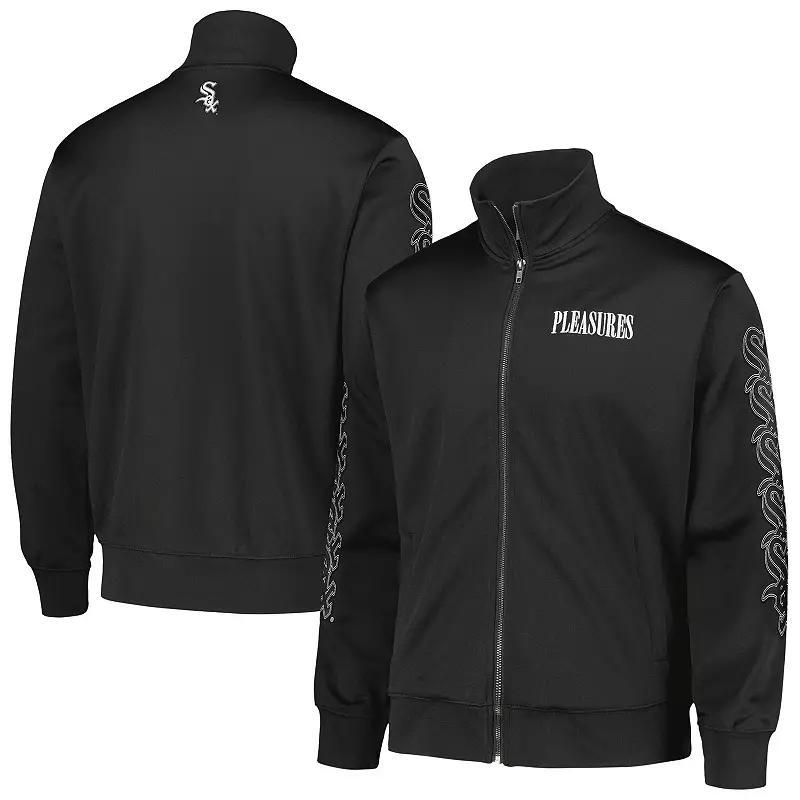 Men's PLEASURES Black Los Angeles Dodgers Pitcher Full-Zip Track Jacket, Size: Small Product Image