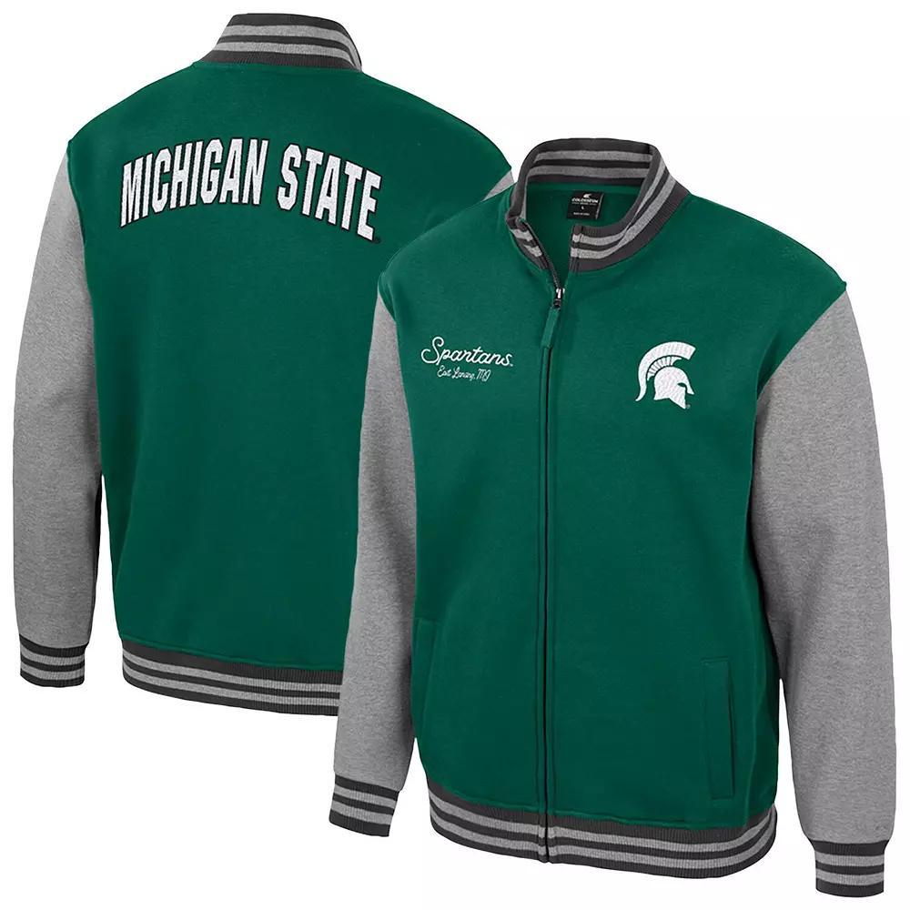 Men's Colosseum  Green Michigan State Spartans Ambi-Turner Full-Zip Varsity Jacket, Size: Small Product Image