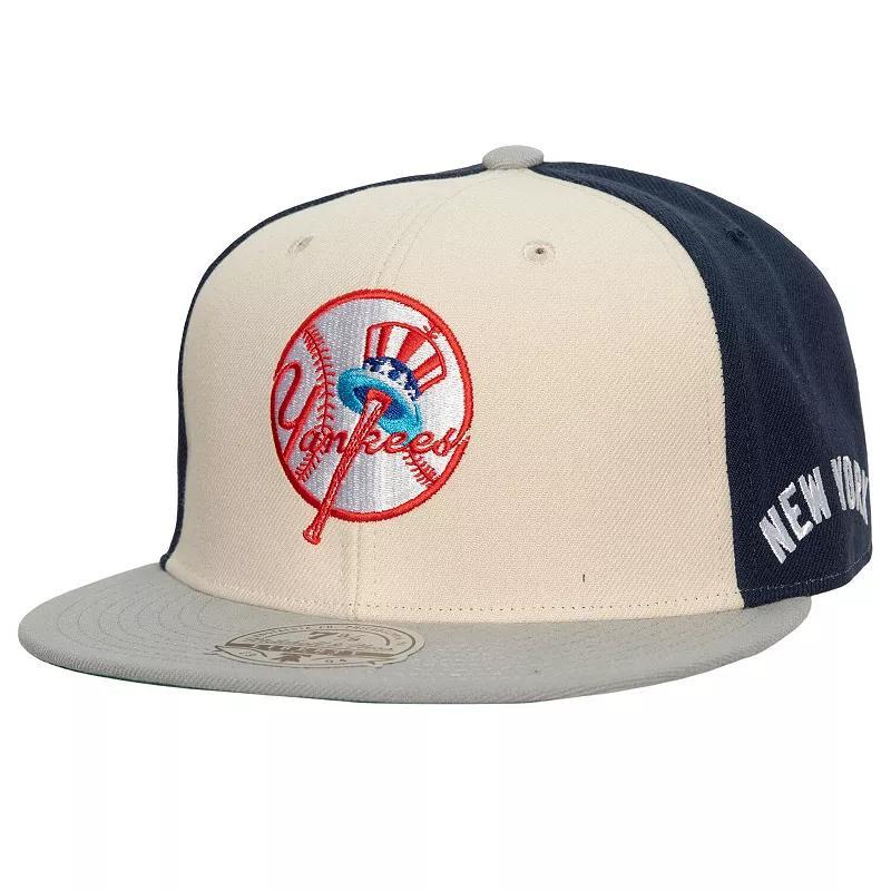 Mens Mitchell & Ness Cream/Gray New York Yankees Yankee Stadium 50th Anniversary Homefield Fitted Hat Product Image