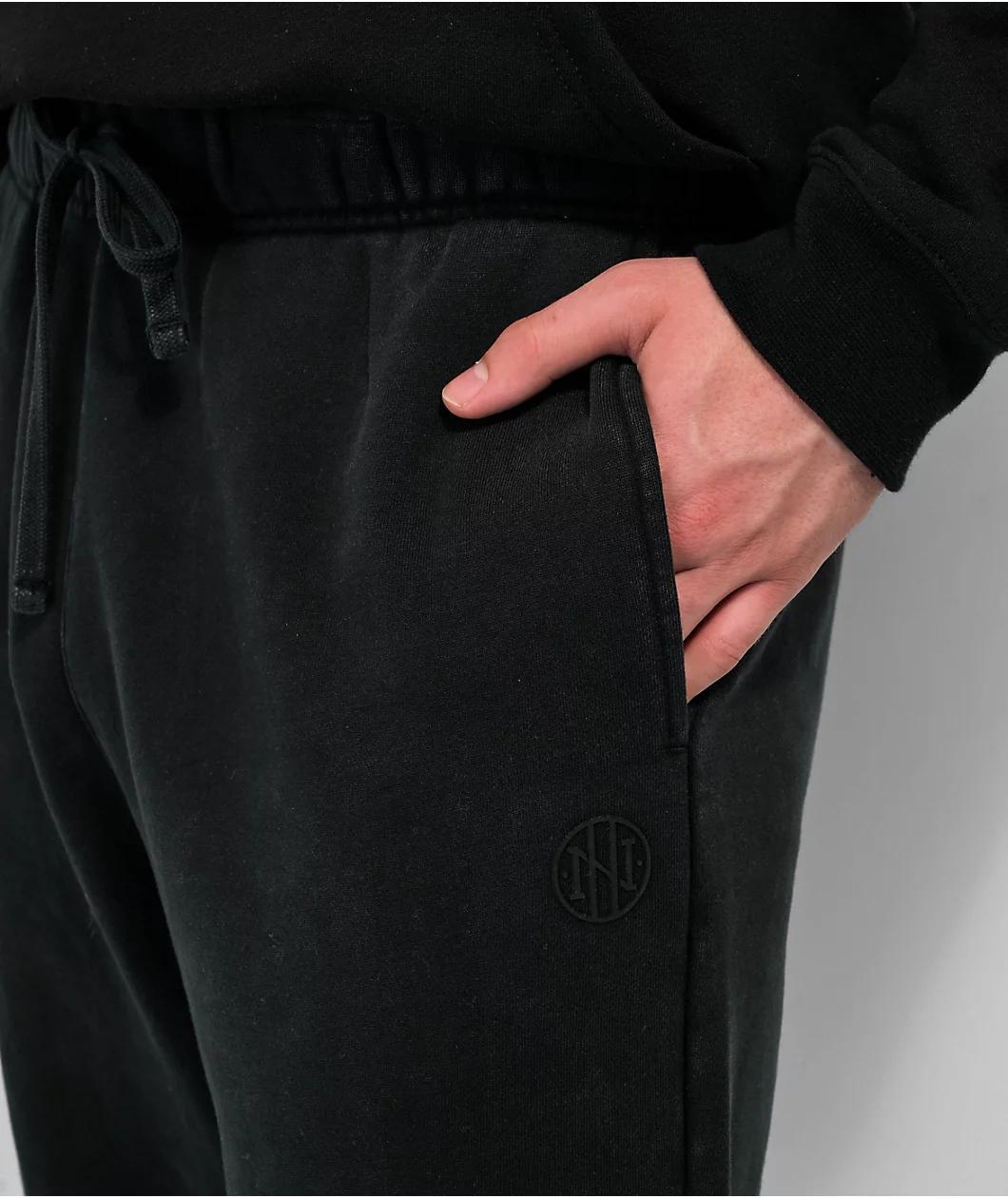 Ninth Hall Fundamentals Black Wash Relaxed Sweatpants Product Image