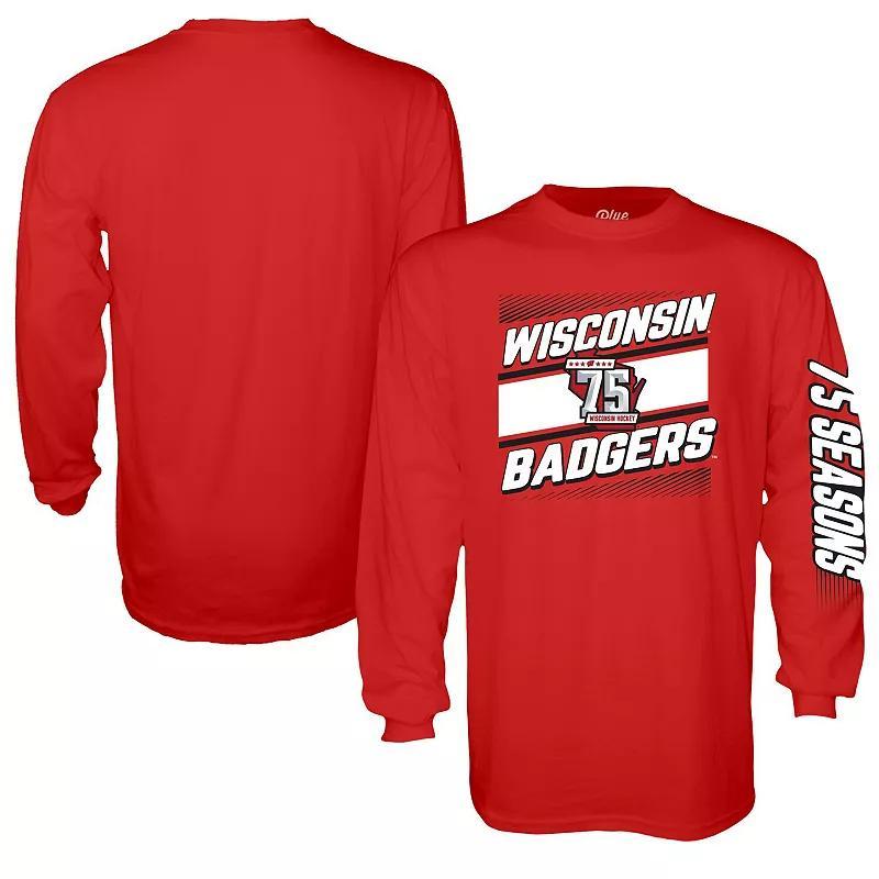 Mens Blue 84 Wisconsin Badgers Mens Hockey 75th Season Long Sleeve T-Shirt Product Image