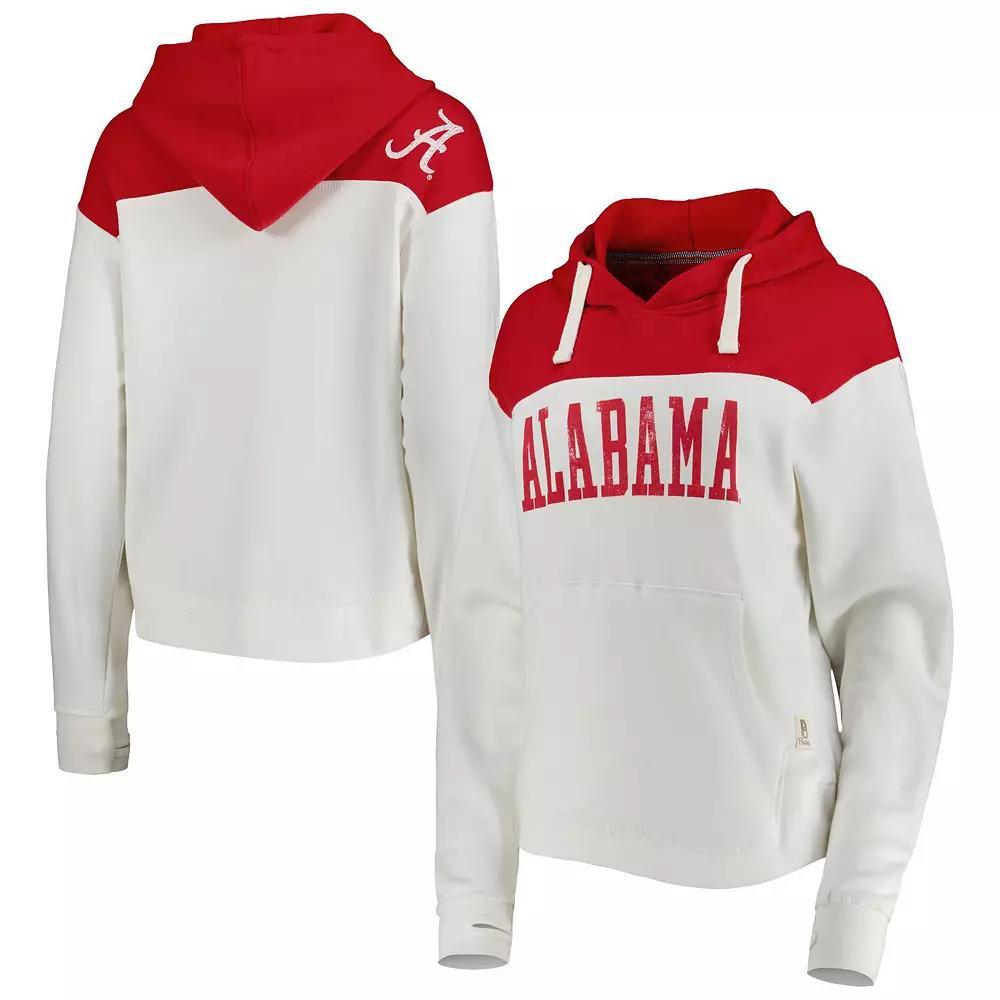 Women's Pressbox White/Crimson Alabama Crimson Tide Chicago 2-Hit Yoke Pullover Hoodie, Size: Large Product Image