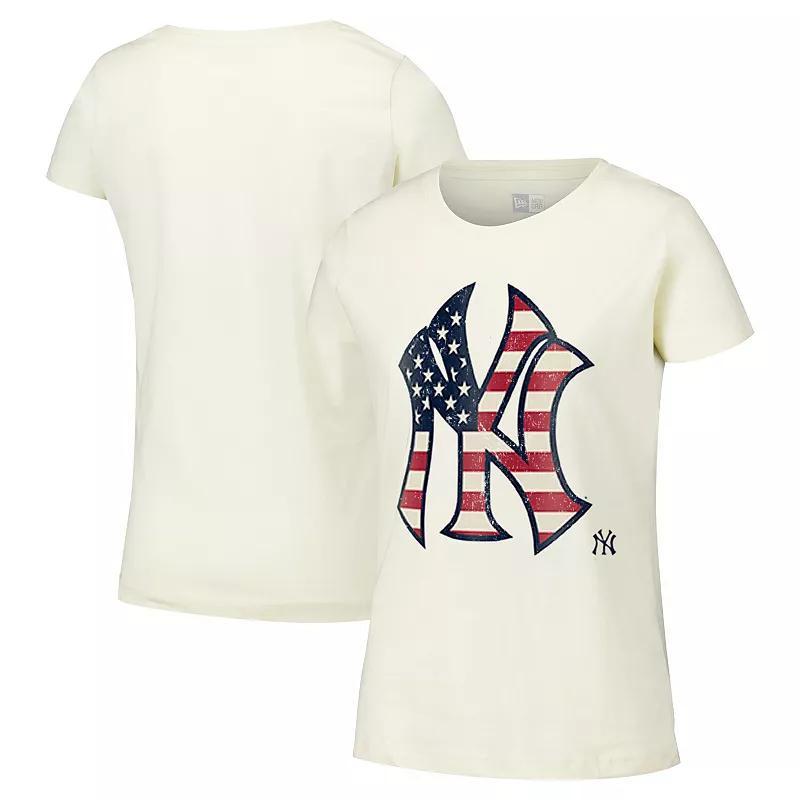 Women's New Era Cream New York Yankees Vintage T-Shirt, Size: Small, Beige Product Image