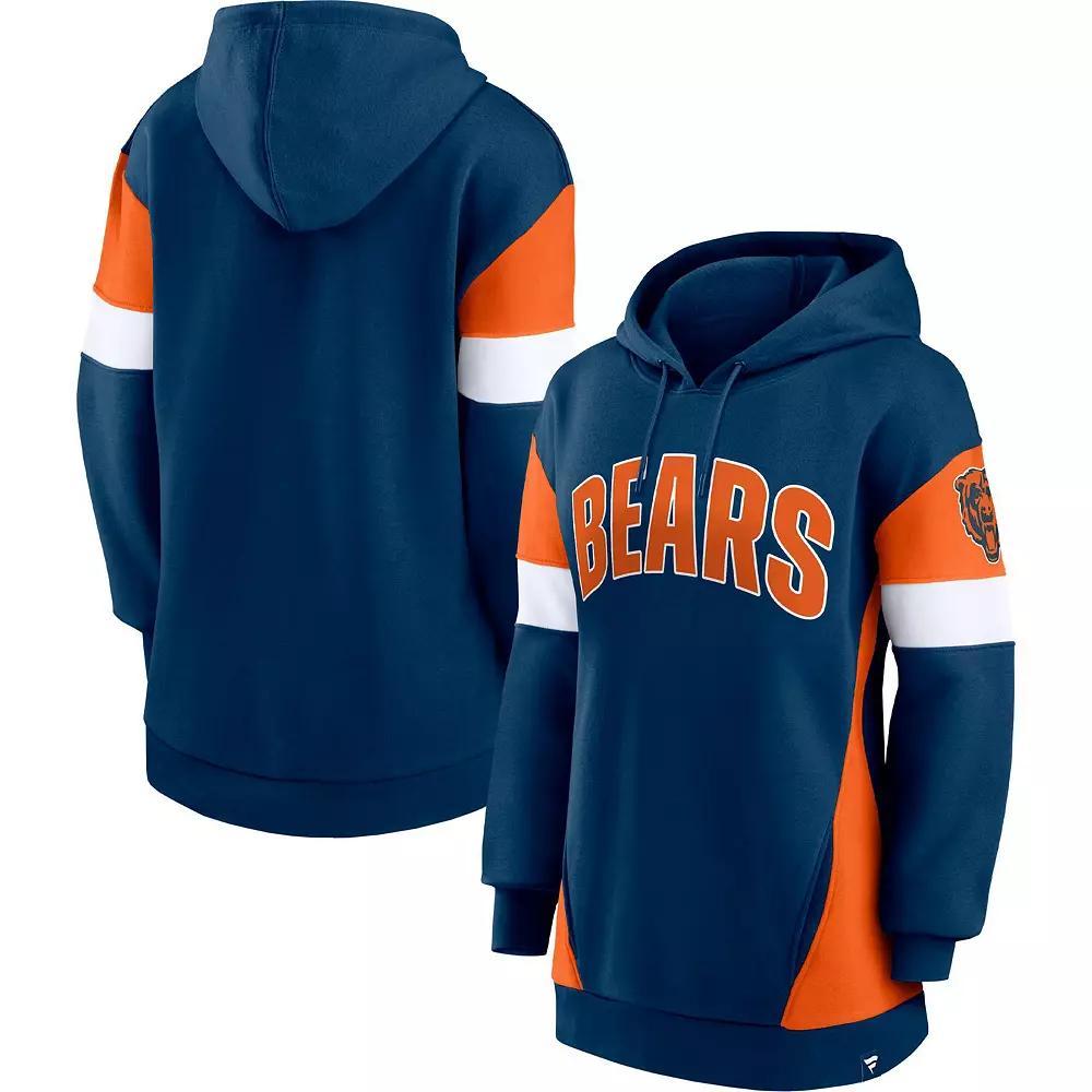 Womens Fanatics Branded /Orange Chicago Bears Lock It Down Pullover Hoodie Blue Product Image