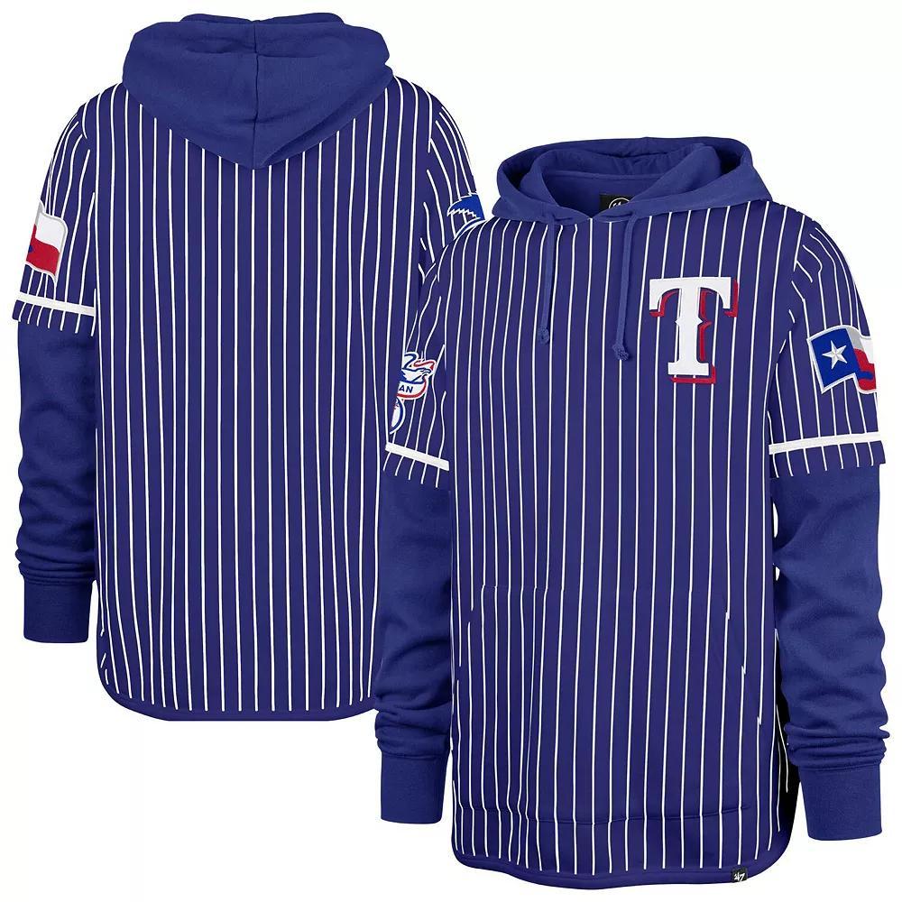 Men's '47 Royal Texas Rangers Pinstripe Double Header Pullover Hoodie,  Product Image