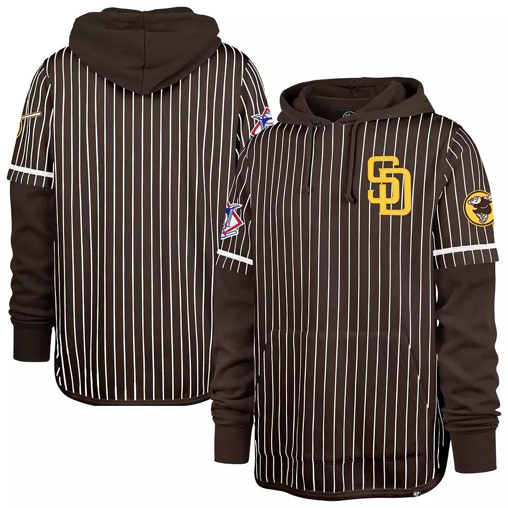 Men's '47  Brown San Diego Padres Pinstripe Double Header Pullover Hoodie, Size: 2XL Product Image