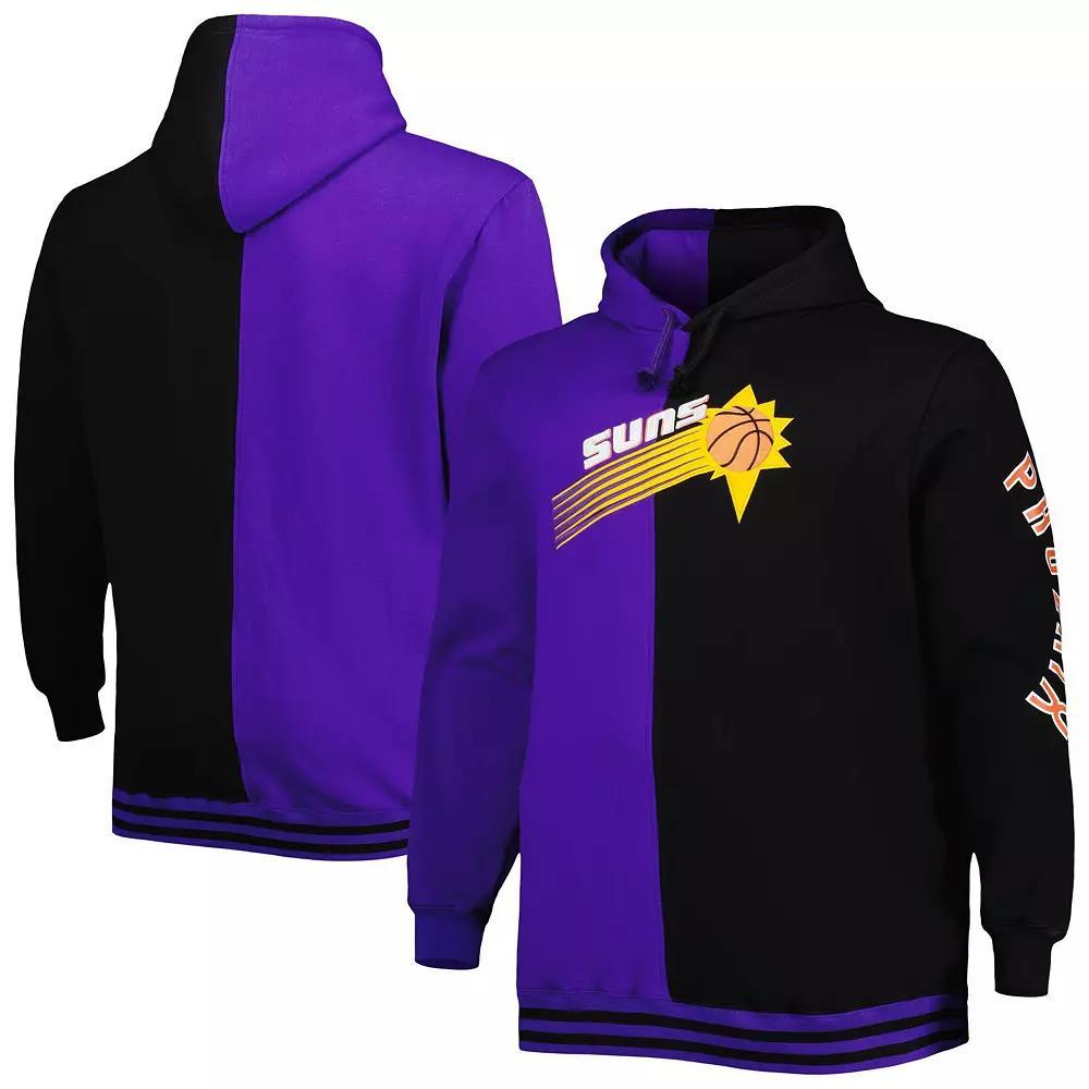 Men's Mitchell & Ness Purple/Black Phoenix Suns Big & Tall Hardwood Classics Split Pullover Hoodie,  Product Image