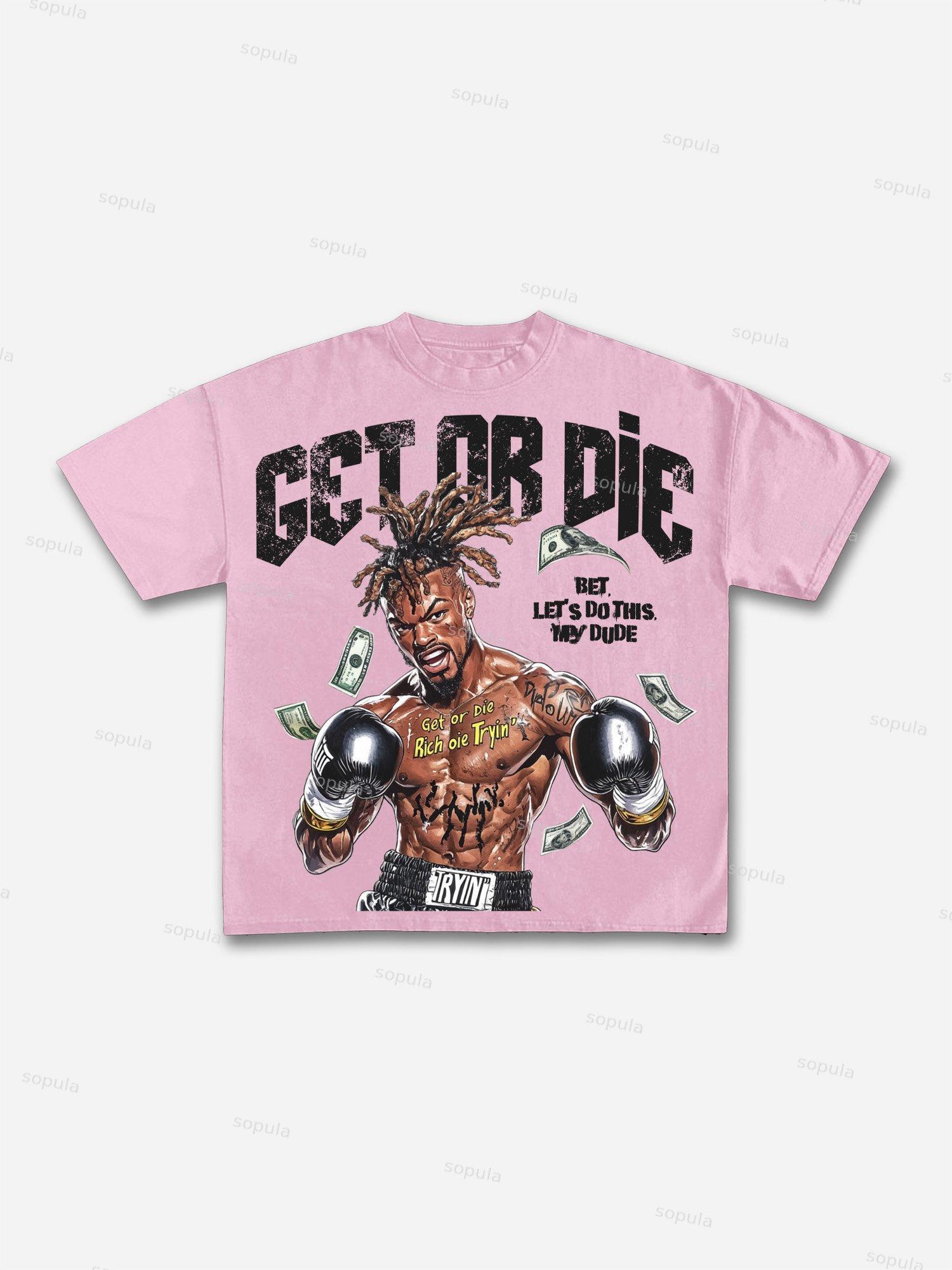 Get Or Die Vintage Boxer Graphic Cotton T-shirt Product Image